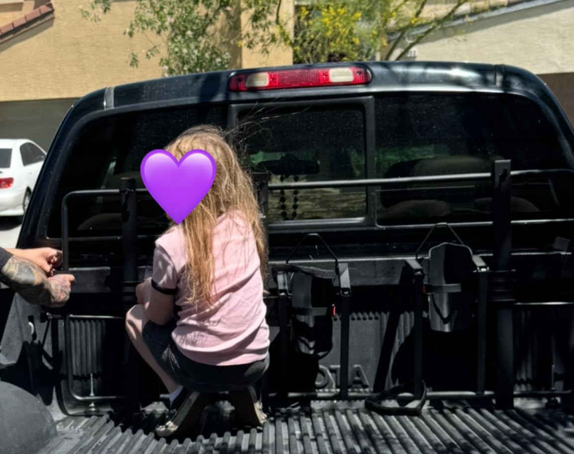 JOYTUTUS 3-Bike Truck Bed Bike Rack, Anti-Wobble Bike Holder for Pickup Truck Bed, Heavy-Duty Bed-Mounted Bicycle Rack Carrier for Full Size Pickup, No Wheel Removal customer photo 1