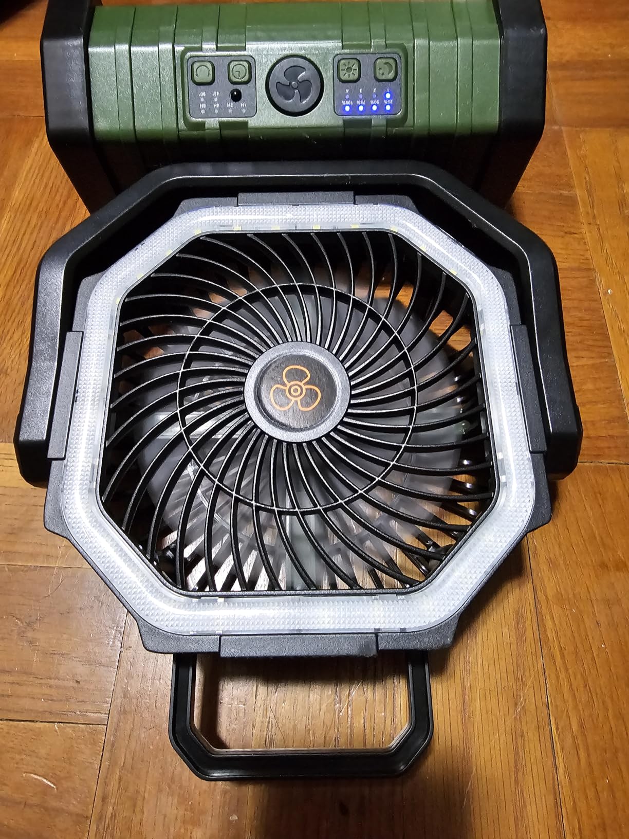 Odoland 30000mAh Camping Fan with LED Lantern, Rechargeable Battery Fan | Operated Oscillating Fan with Remote & Hook, Portable Tent Fan with Timer, 4 Speeds for Outdoor Camp RV Power Outage, Orange customer photo 1