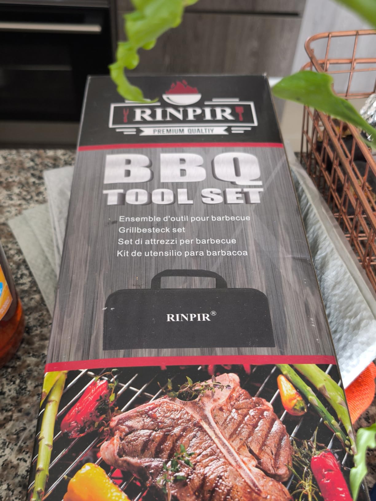 RINPIR 31pcs BBQ Grill Accessories Gifts for Men Dad, Heavy Duty Grilling Tools Gift Set for Father's Day, Stainless Steel BBQ Utensils Kit with Mats, Grill Brush in Carrying Bag Brown customer photo 1