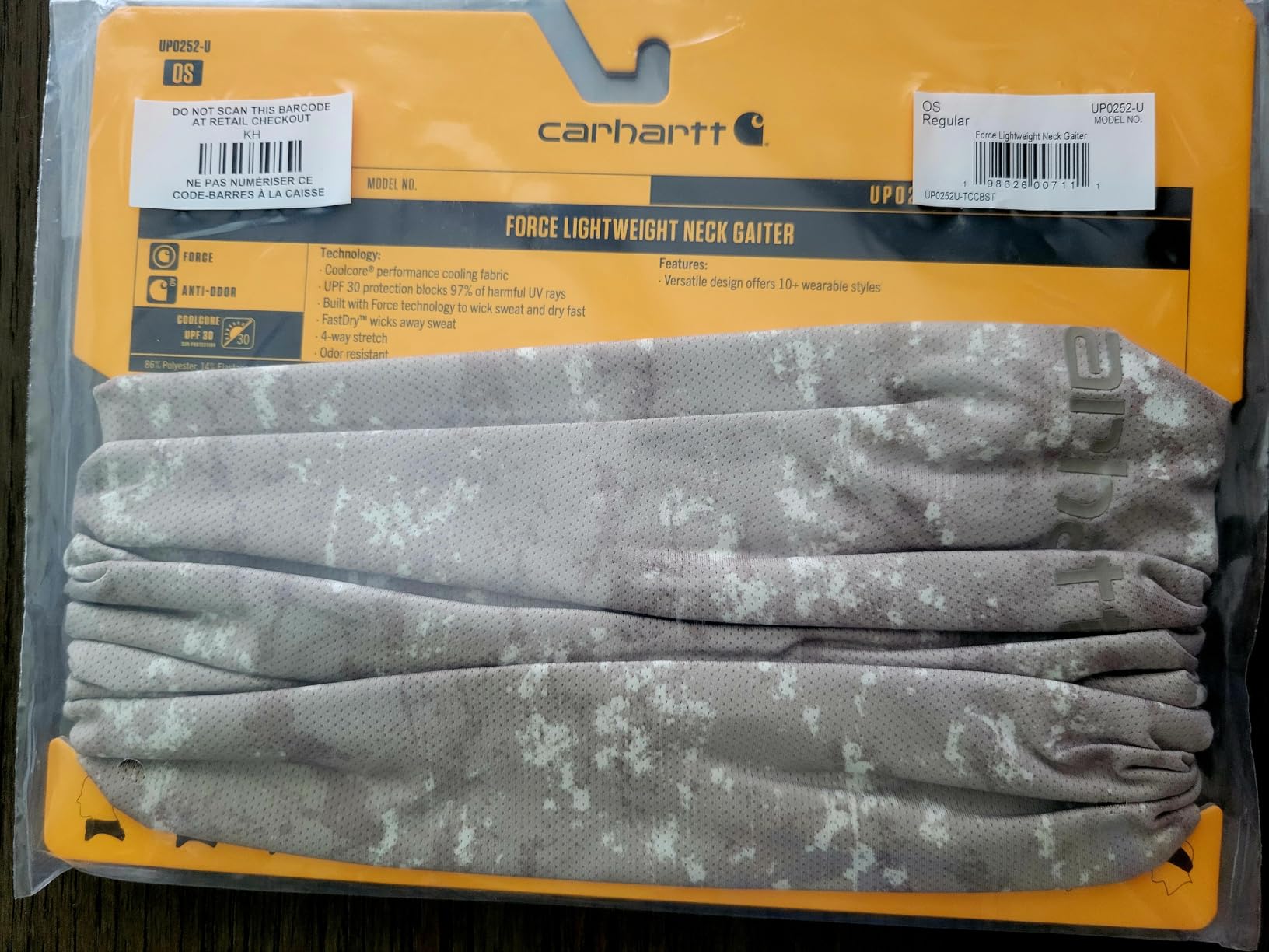 Carhartt Force Lightweight Neck Gaiter, Light Grey, One Size customer photo 1