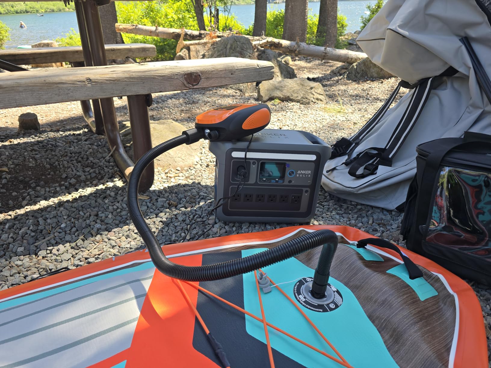 Paddle Board Pump Electric Portable, KOSMEGAL SUP Pump for Paddleboard, Professional 20PSI Air Compressor with Auto-Off, Deflation Function and 12V DC Car Connector for Inflatables, Kayaks and Boats customer photo 2