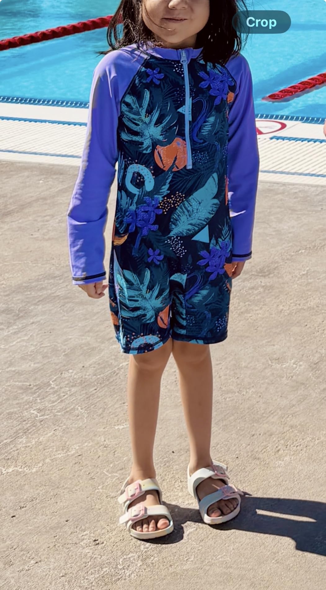 Girls Long Sleeve Rash Guard One Piece Swimsuits with UV Protection Sunsuit customer photo 1