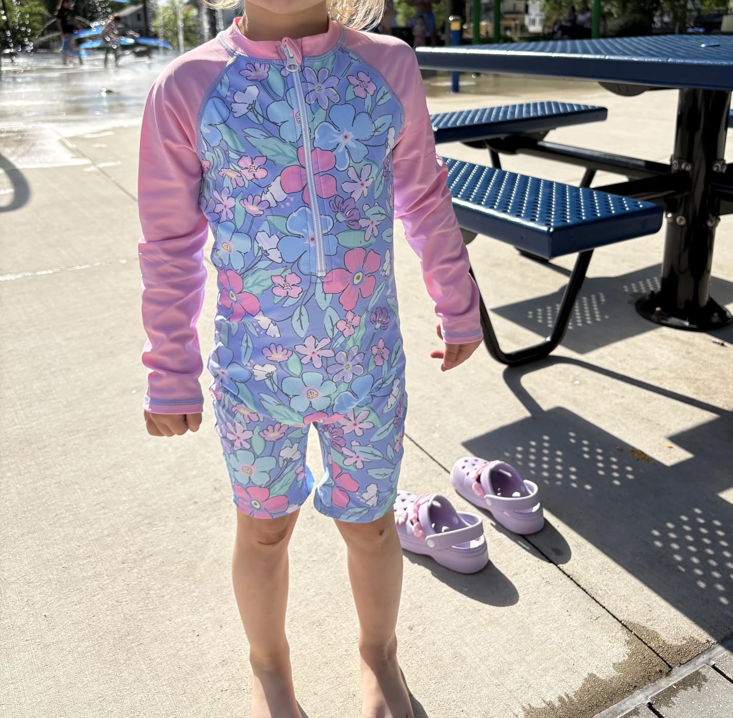 Girls Long Sleeve Rash Guard One Piece Swimsuits with UV Protection Sunsuit customer photo 2