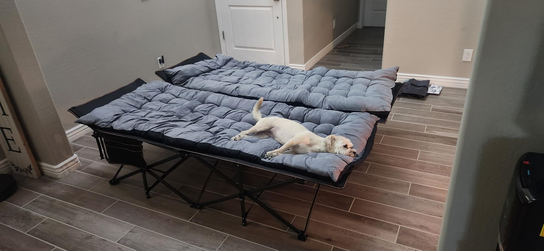Oversized XXL Folding Camping Cot with Pad | Heavy Duty Sleeping Cot Bed Portable Adults Outdoor Bed with Carry Bag, Travel Camp Cots customer photo 2