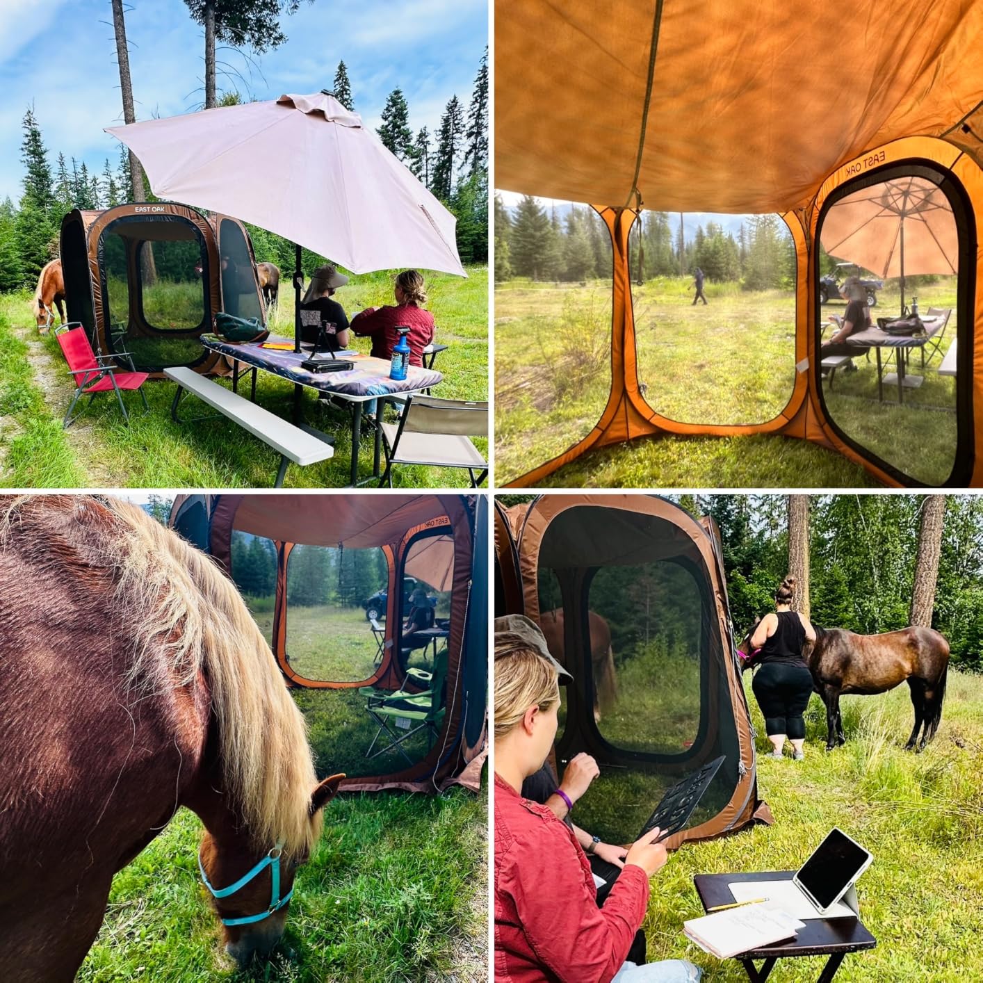 East Oak Pop up Screen Tent with Mosquito Netting, Portable Screen House Canopy Shelter, 6 x 6 FT Instant Screen Gazebo & UPF 50+ UV Protection for Patio, Backyard, Deck & Outdoor Activities, Beige customer photo 1