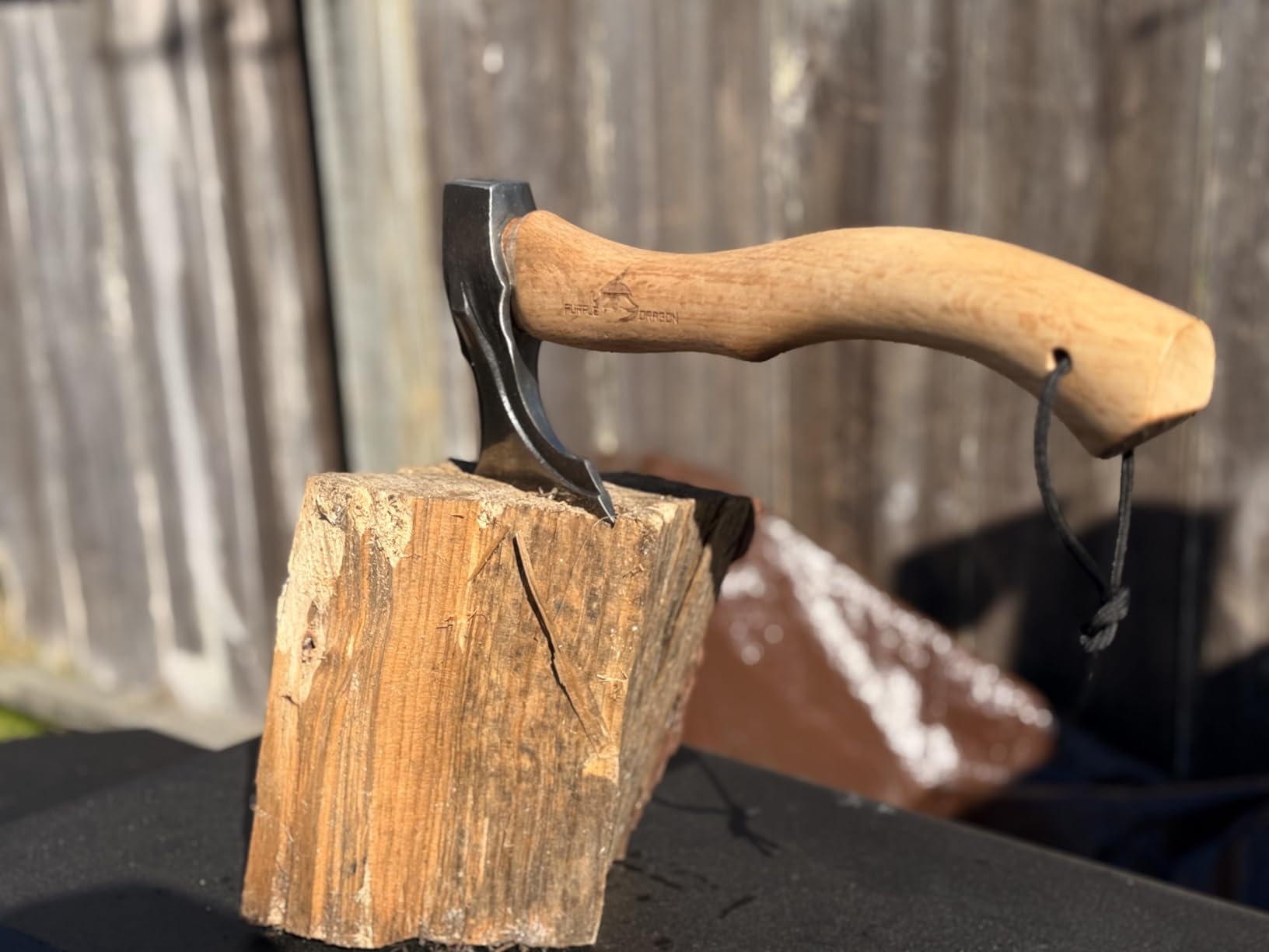 Purple Dragon Camping Hatchet 14.7 Inch Hand Forged Splitting Axe with Wooden Handle & Leather Sheath customer photo 1