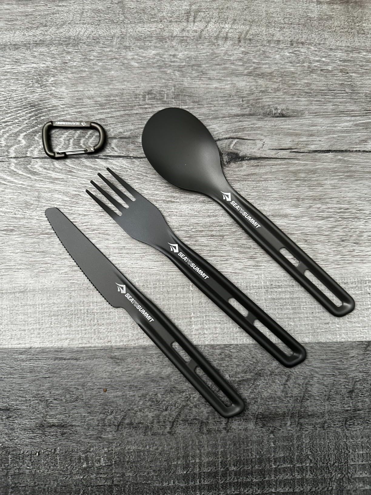 Sea to Summit Frontier Ultralight Cutlery Set, Fork, Spoon and Knife | Light but strong hard-anodized aluminum knife, fork, and spoon stack together for compact, durable camp dining customer photo 1