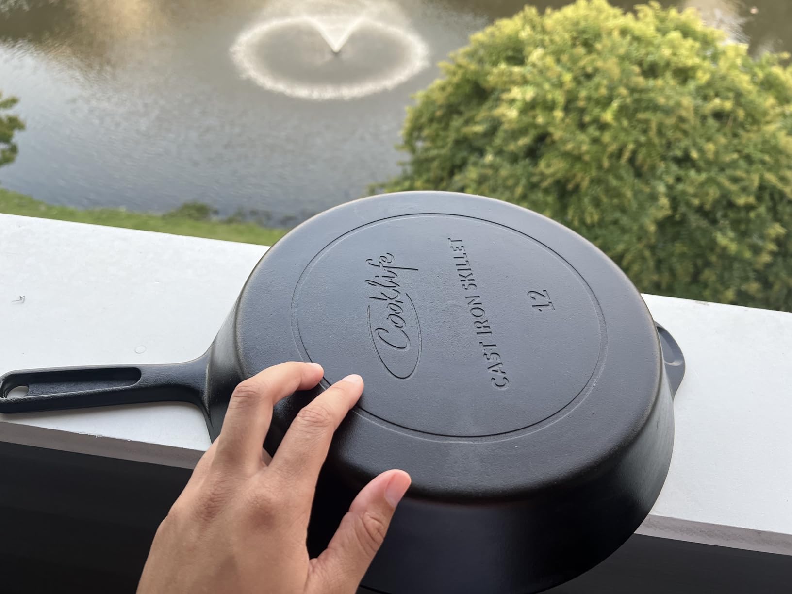 COOKLIFE 12 Inch Lightweight Pre-Seasoned Cast Iron Skillets - Smooth Polished Surface, Easy to Clean Cast Iron Pan Use in the Oven, on the Stove or Grill, Over a Campfire customer photo 2