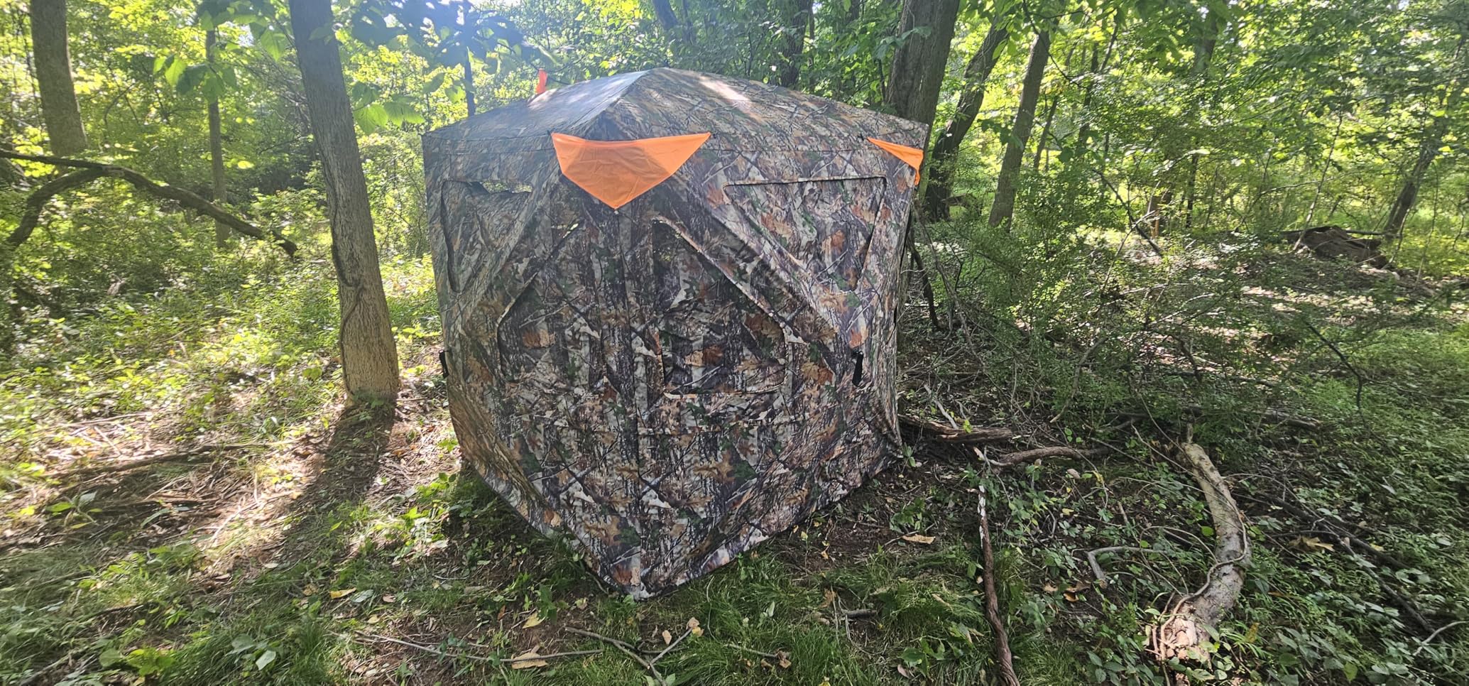 TIDEWE Hunting Blind 360 See Through, Pop Up Ground Blind with Large Door | Pop Up Tent with Large Door, Removable Curtain & Portable Carrying Bag, Quiet Sliding Windows for Deer Turkey Hunting customer photo 1