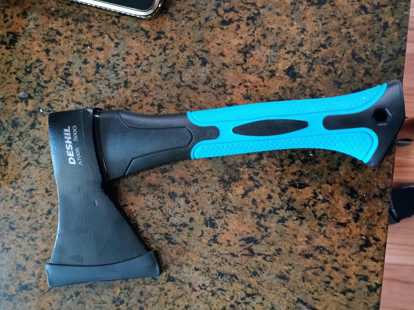DESHIL 10 inch Outdoor Hatchet Axe Mini Camping Axe with Sheath-Blue | Fiberglass Shock Reduction Handle customer photo 1