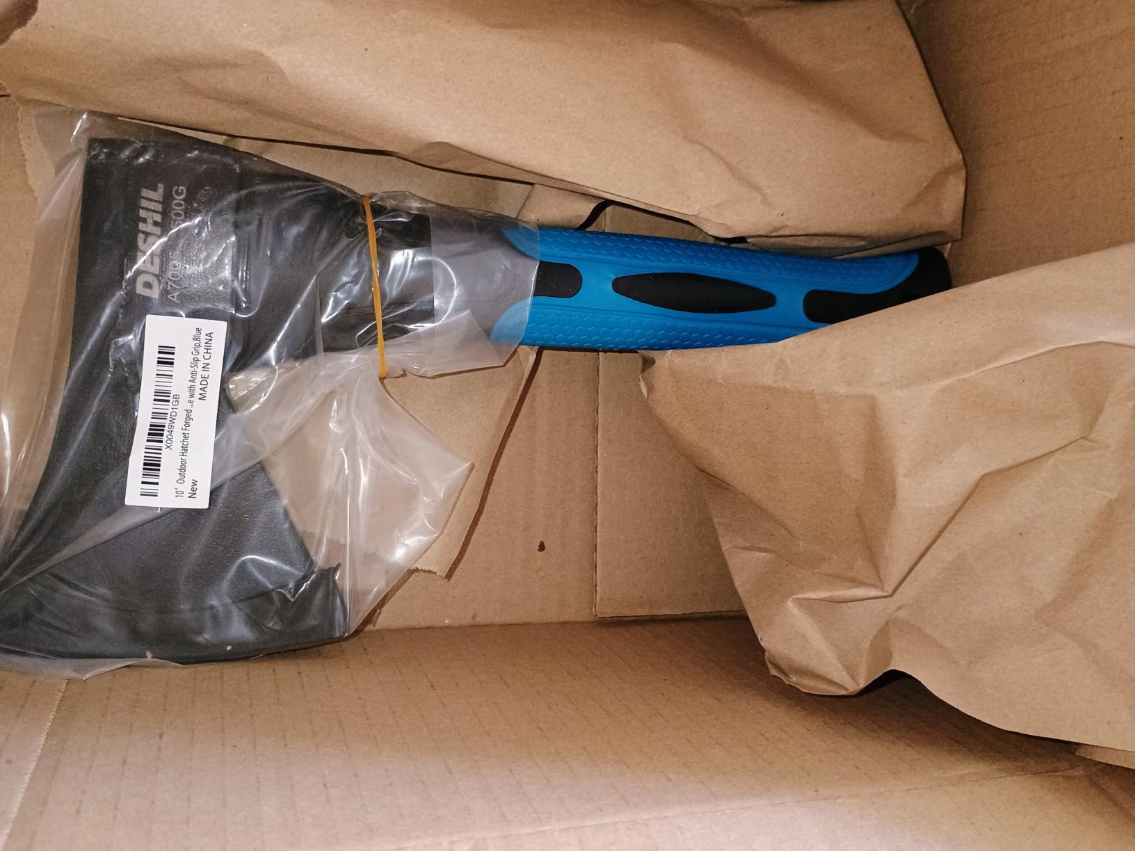 DESHIL 10 inch Outdoor Hatchet Axe Mini Camping Axe with Sheath-Blue | Fiberglass Shock Reduction Handle customer photo 2