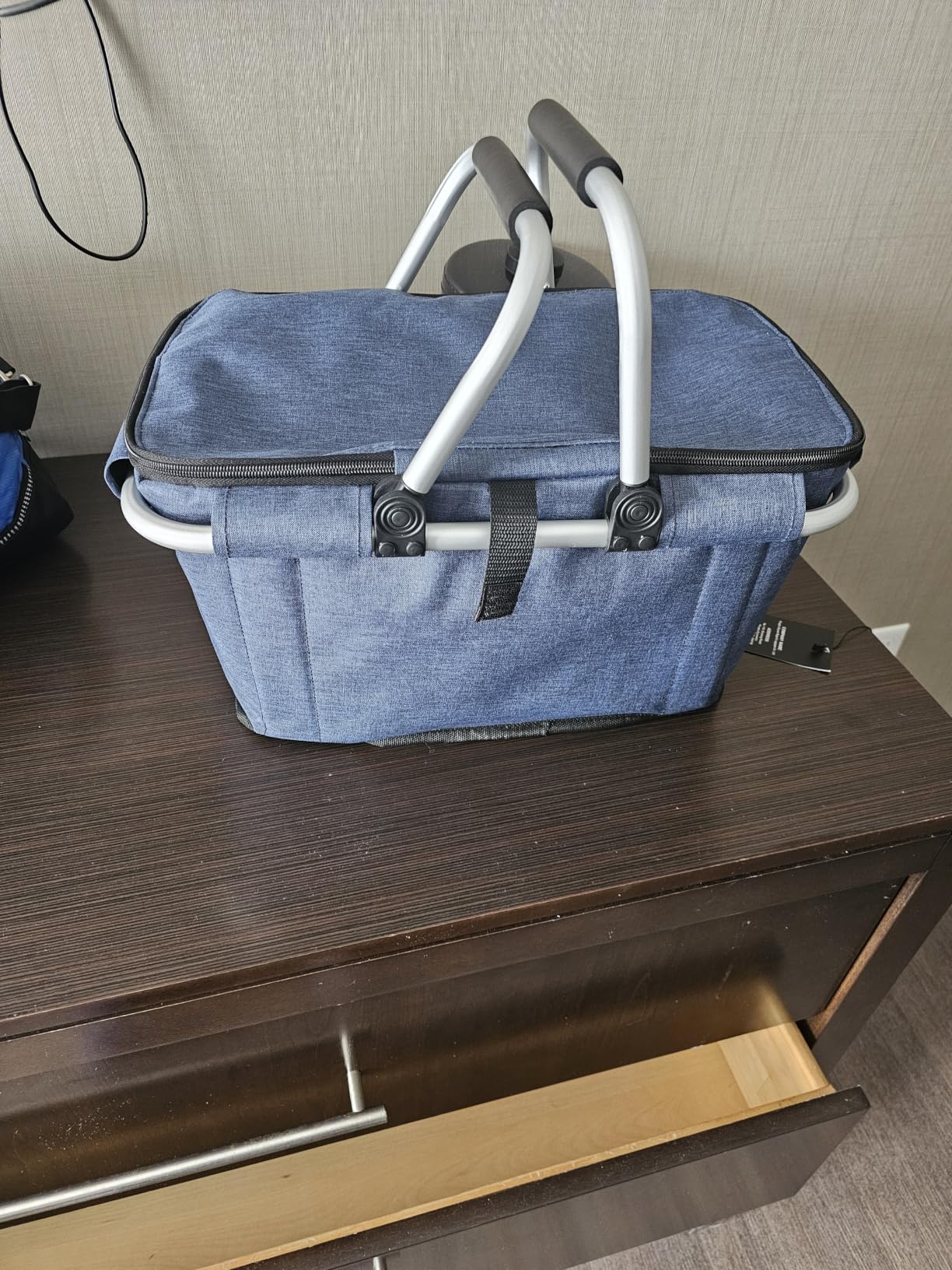 Picnic Basket, SIYUAN Collapsible Shopping Basket with Handles 27L Large Market Basket with Lid Reusable Folding Grocery Basket Insulated Cooler Bag, Green customer photo 1