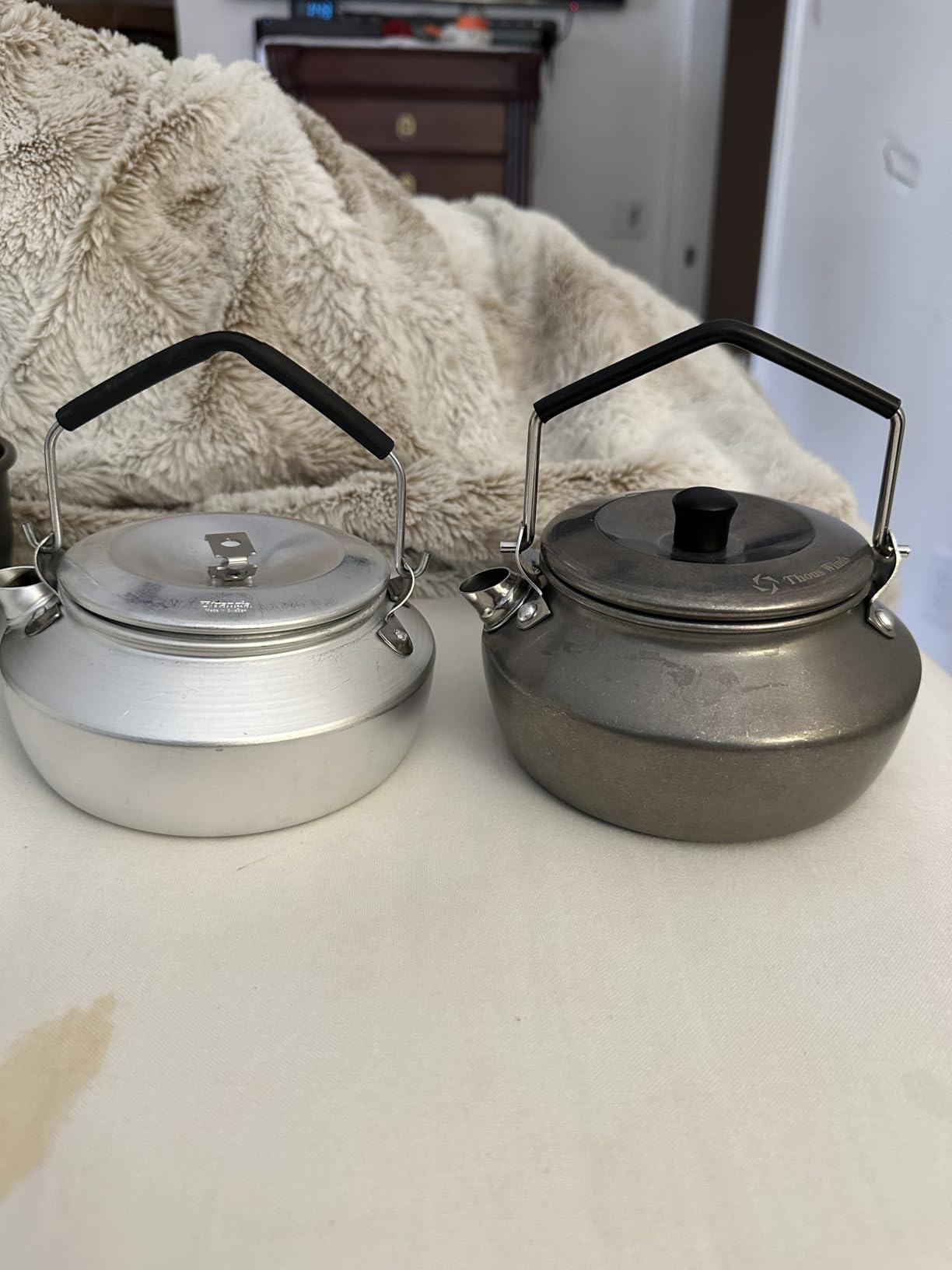 Thous Winds 0.6 Liter Lightweight Stainless Steel Camping Kettle Portable Camp Tea Pot, Outdoor Campfire Use, Retro Silver customer photo 2