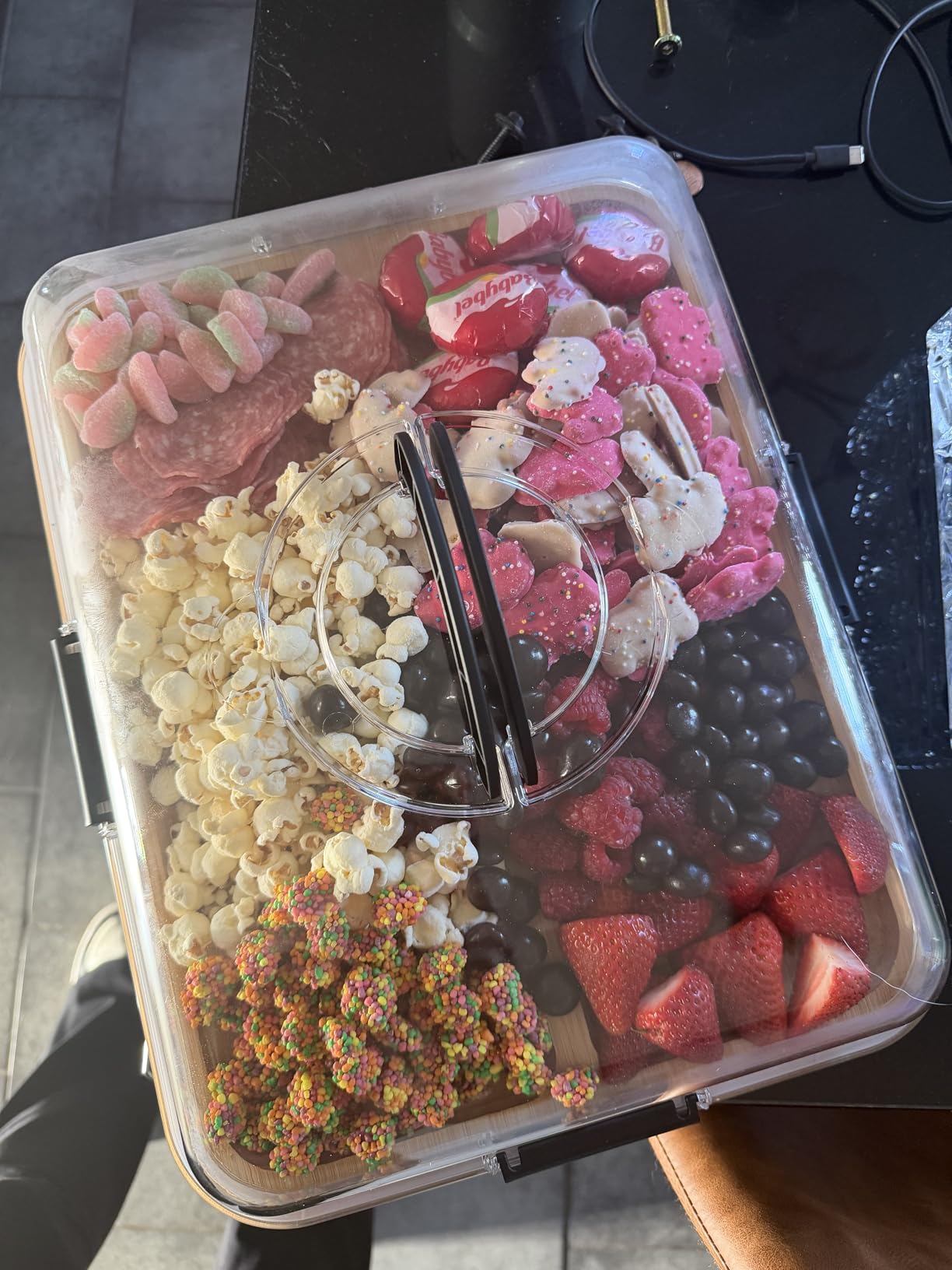 Portable Charcuterie Boards with Lid, Cheese, Veggie & Snack Tray | Clear Lid Keeps Food Fresh, Travel Portable Board for Kitchen, Picnic and Party, House Warming Gifts New Home customer photo 1