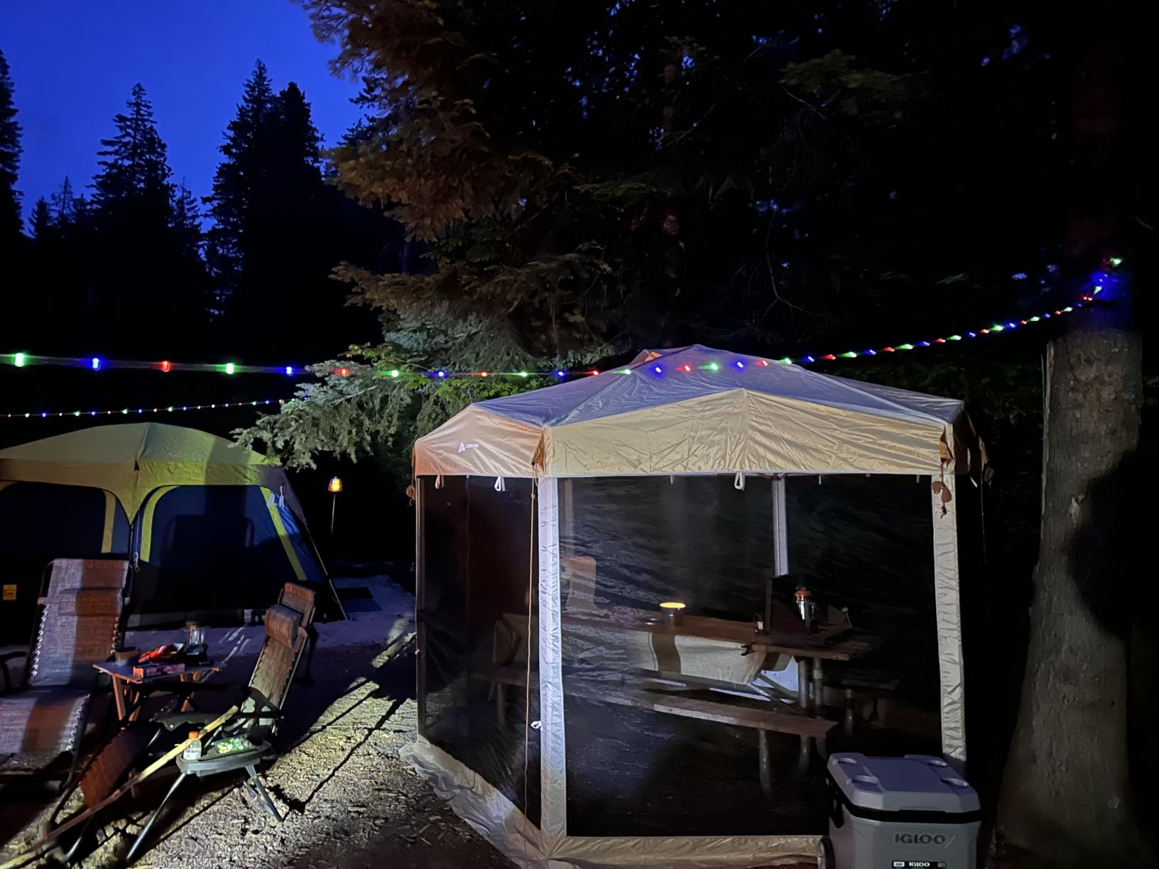 Camping String Lights, 4 in 1 Quick Storage 32.8FT 6 Modes Portable | Warm White Rechargeable Tent Lights Hanging Waterproof LED Lamp for Outdoor Patio Awning Garden Party Camping Essentials Gear customer photo 1