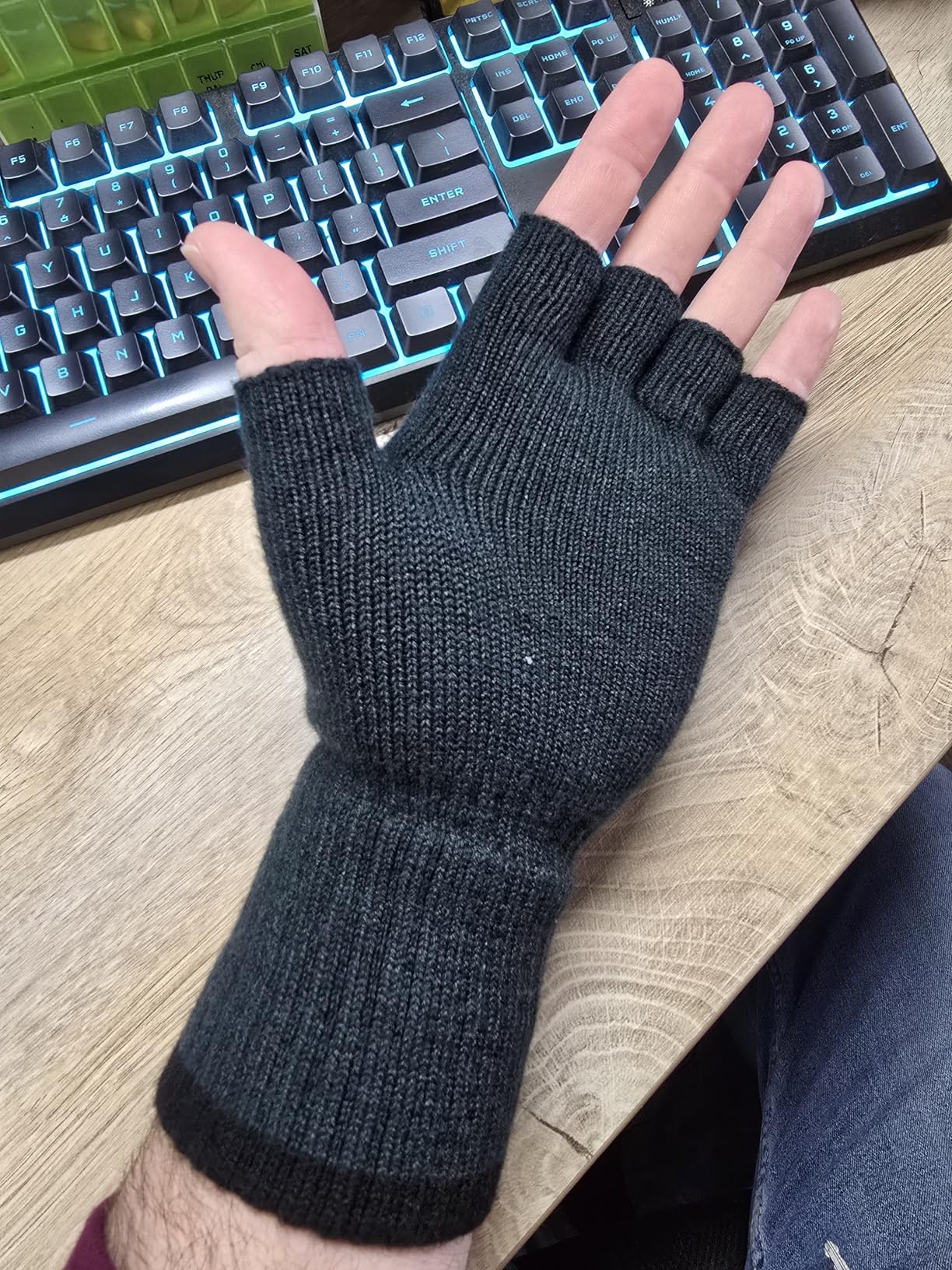 Merino Wool Fingerless Gloves for Men Women Half Finger Gloves Thermal Soft Knit Liner for Hunting Fishing Hiking customer photo 1