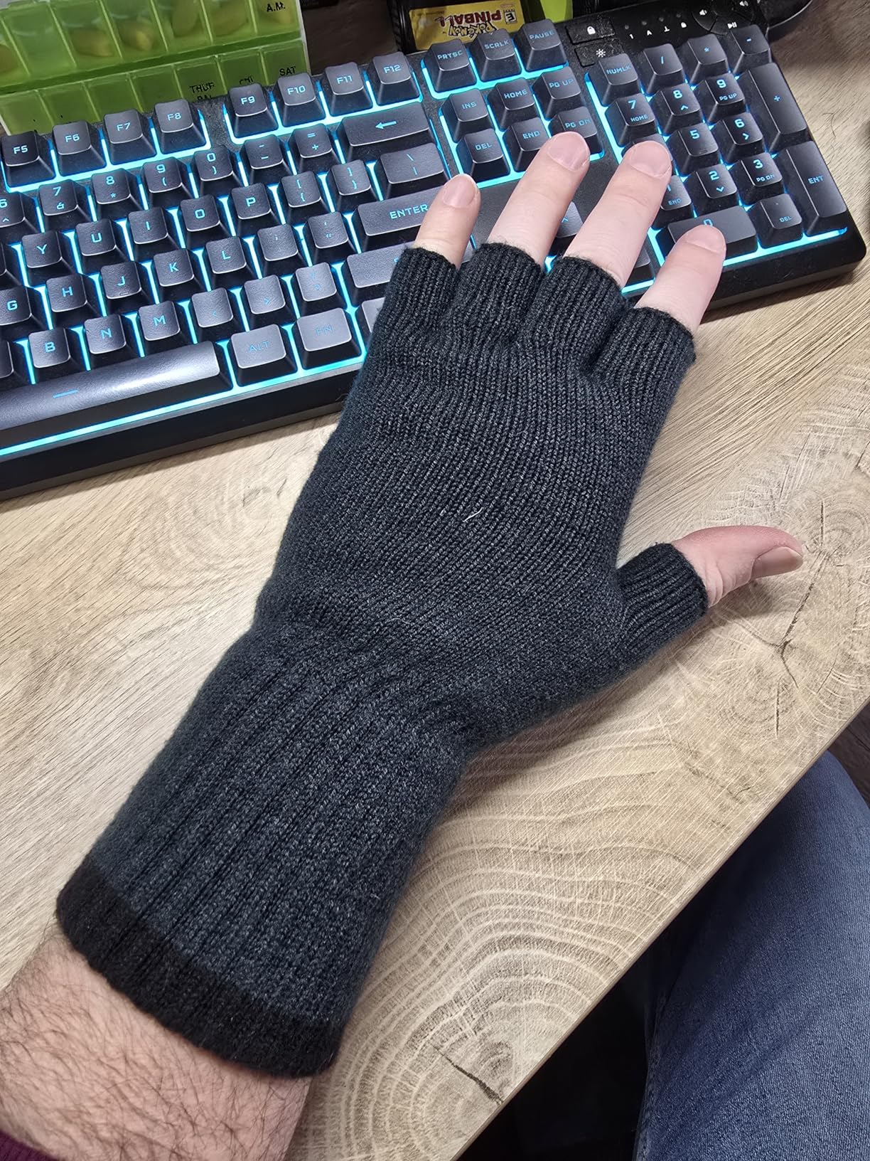 Merino Wool Fingerless Gloves for Men Women Half Finger Gloves Thermal Soft Knit Liner for Hunting Fishing Hiking customer photo 2