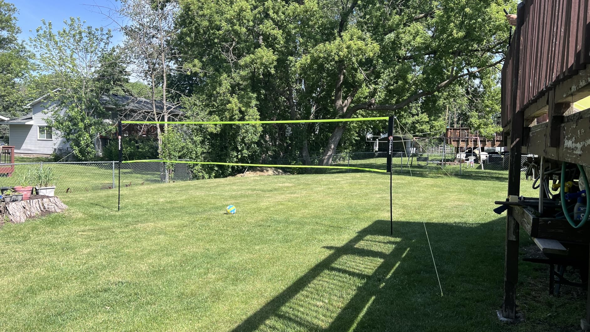 Portable Outdoor Volleyball Net Set 20FT / 32FT, 4 Adjustable Heights | Complete Volleyball System with PE Net, PU Volleyball, Pump, Poles and Carry Bag for Backyard, Beach, Park and Family Games customer photo 1