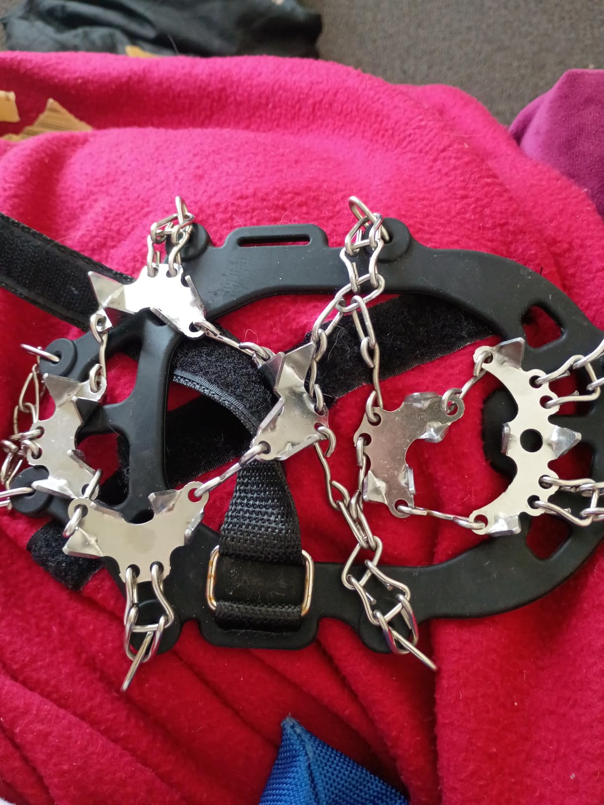 Tomaje 24 Spikes Crampons for Shoes, Anti Slip Ice Cleats for Shoes and Boots, Traction Ice Snow Grip with Stainless Steel Spikes and Silicone Men Women for Hiking, Walking, Climbing, Jogging,Fishing customer photo 2