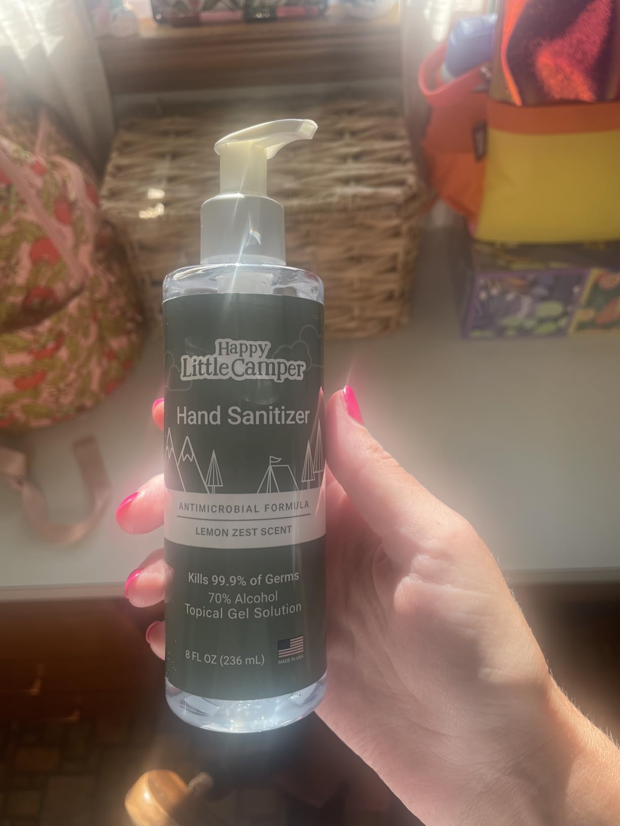 Happy Little Camper Hand Sanitizer with Lemon Zest Scent - Moisturizing Gel with Vitamin E & Antimicrobial Formula- Contains 70% Ethyl Alcohol - Travel Size, Made in USA - 2x 8oz bottles customer photo 1