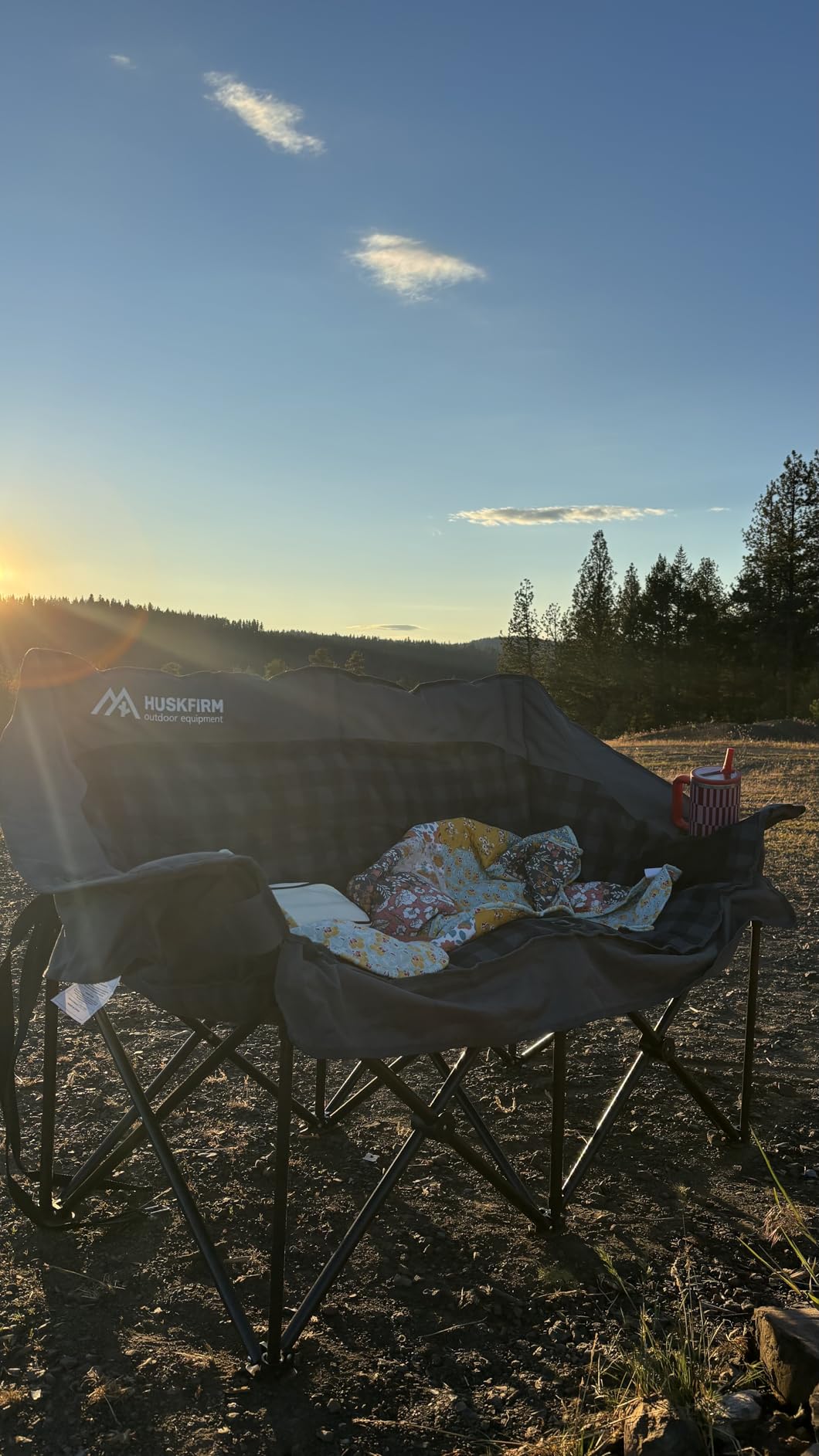 Double Camping Chairs Padded Loveseat Chair for 2 Person - Heavy Duty Oversized Camping Couch for Adults Outdoor Lawn Beach - Portable Folding Sofa with Cup Holders and Carry Bag, Grey customer photo 1