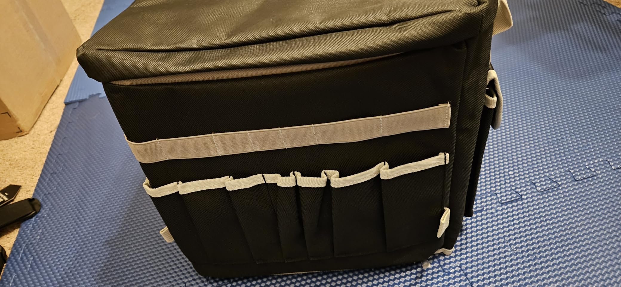 Kayak Crate Bag Durable Saltwater-Resistant Kayak Fishing Bag with 3 Fishing Rod Holders Large Kayak Fishing Tackle Storage Bag for Milk Crate-13x13 in customer photo 2