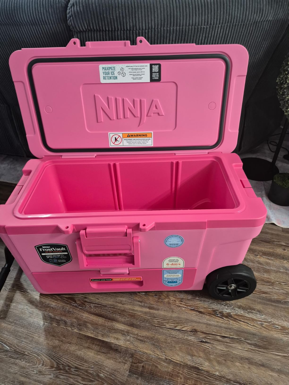 Ninja FrostVault 45qt Cooler with Wheels, Dry Storage, Lakeshore Blue, holds 68 cans, keeps food cool & dry, rolls easily on all-terrain wheels customer photo 2