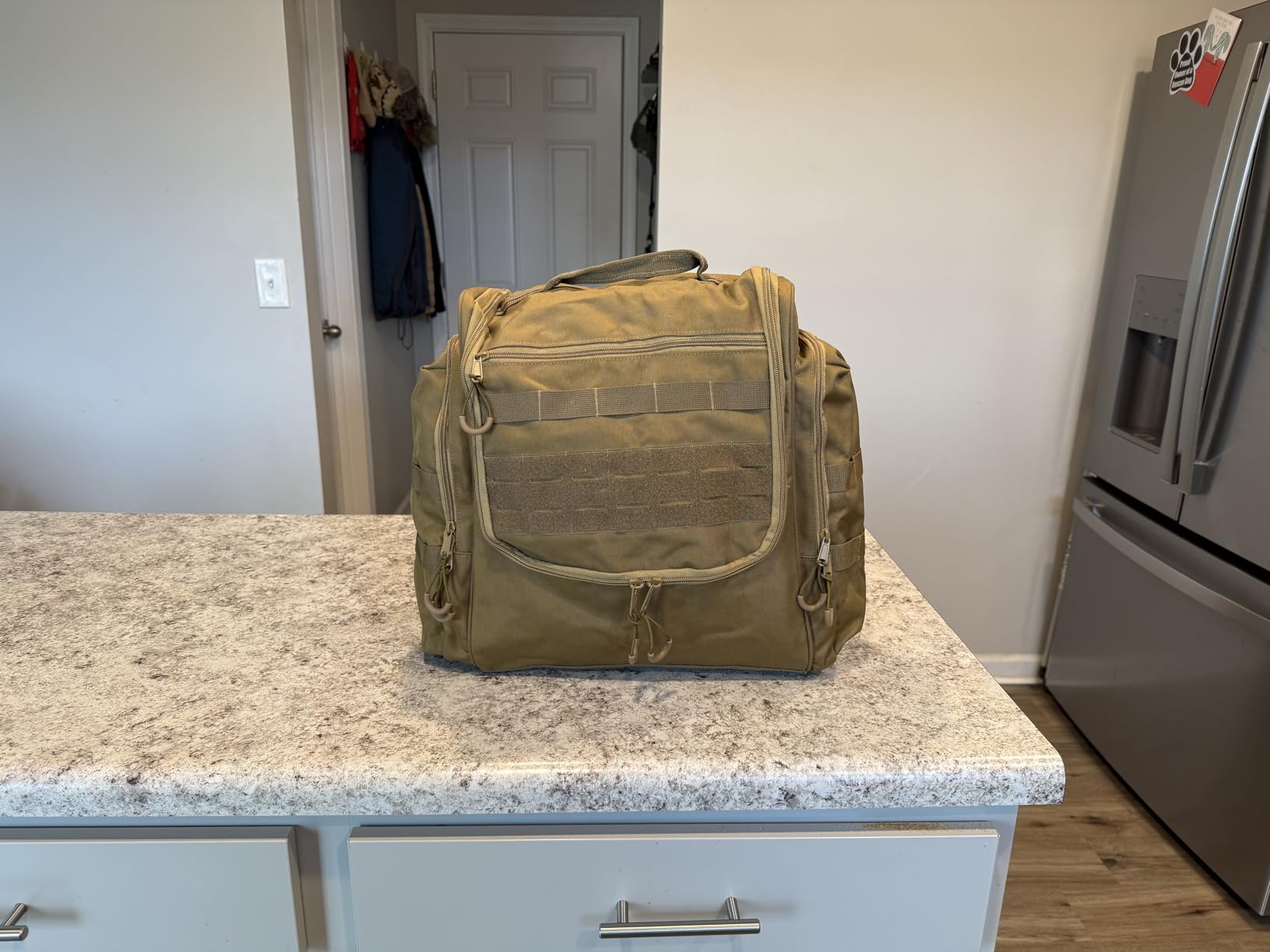 HODRANT Large Tactical Camping Kitchen Organizer for BBQ Cooking Essentials | Hanging Cookware Storage Bag with Paper Towel Holder & Multi Pockets, Portable Camp Utensil Organizer, Khaki customer photo 1