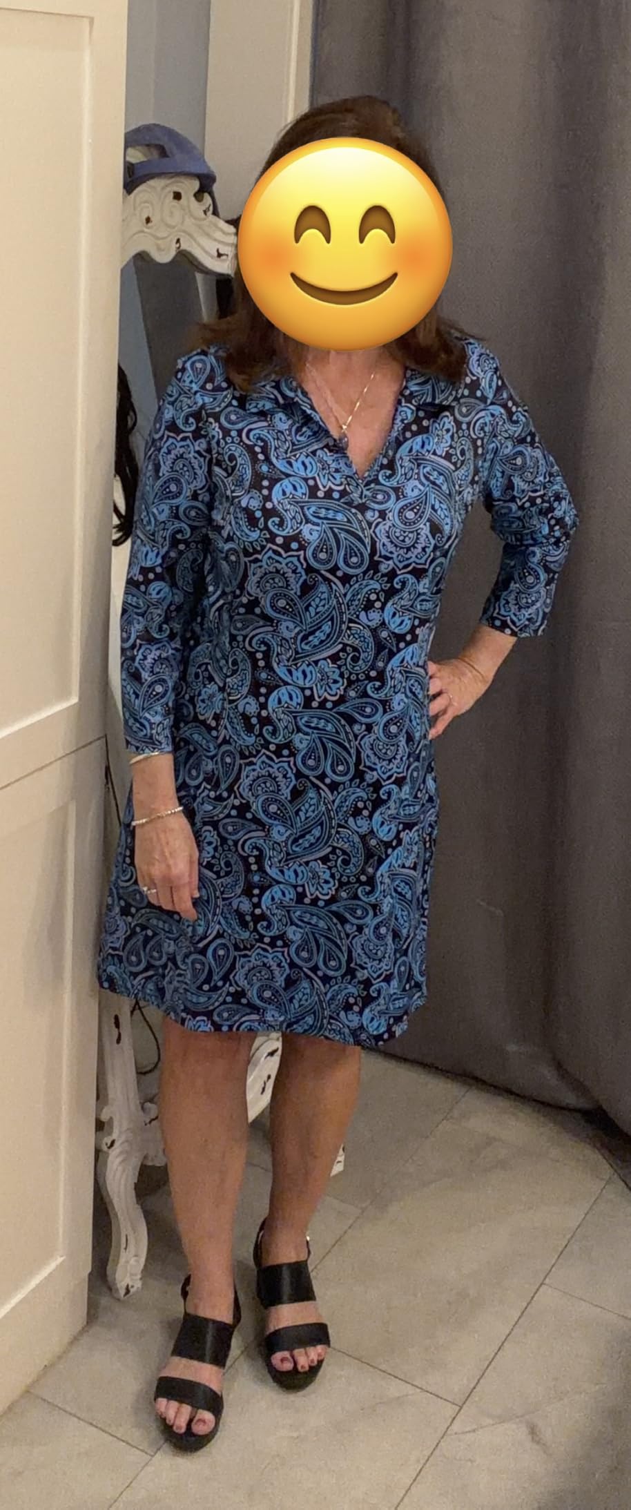 3/4 Sleeve Dress for Women with Pockets V Neck UPF 50+ Casual Sun Dress Breathable Quick Dry Beach Vacation customer photo 1