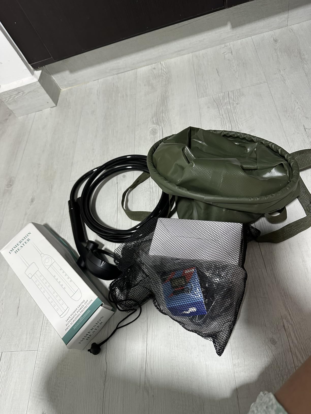 Portable Shower for Camping, 6000mAh Rechargeable Shower Pump, Large Capacity Foldable Bucket, 6' 7