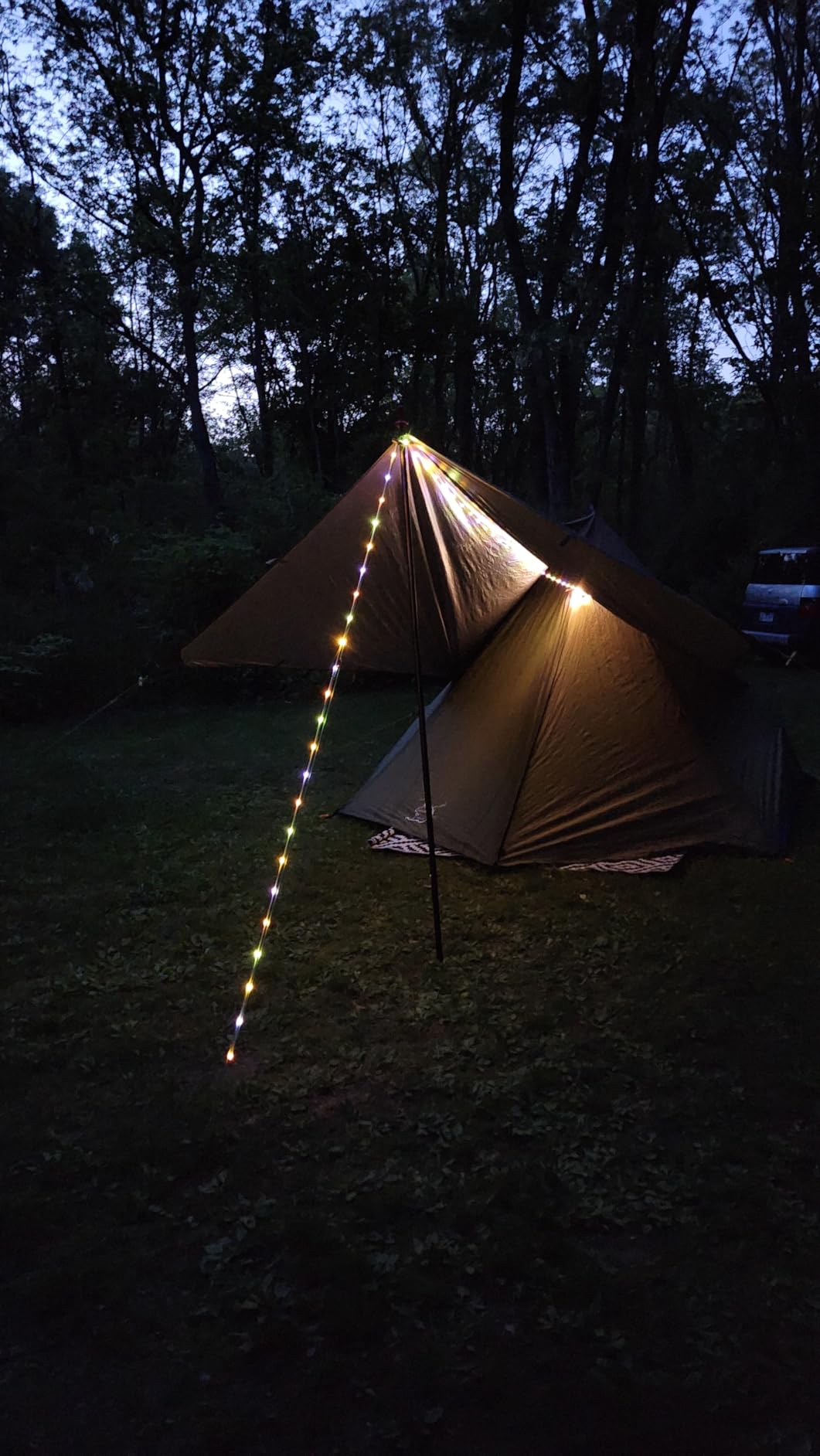 2-in-1 Solar Camping Lights String: 5 Modes IP65 Waterproof - 1200mAh Battery USB/Solar Charging for Outdoor Tents RV Hiking - Backyard Party Decor - 29.52ft customer photo 1