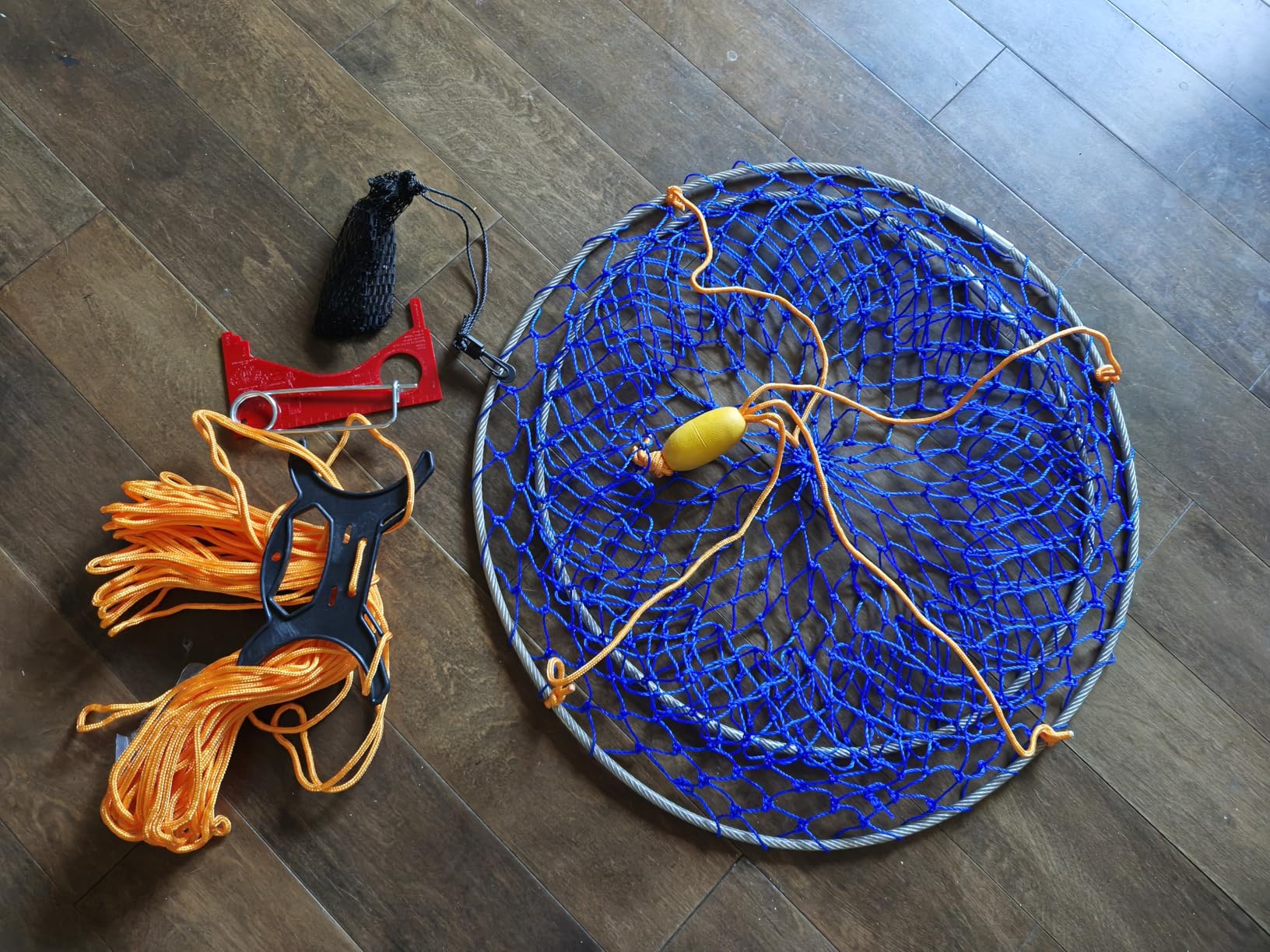 Stainless Collapsible Crab Net with 100ft Rope, Bait Bag, Clip & Ruler - 6 Pieces Portable Crab Trap for Easy Storage - Durable Grid Design for Dock & Pier Crabbing customer photo 1