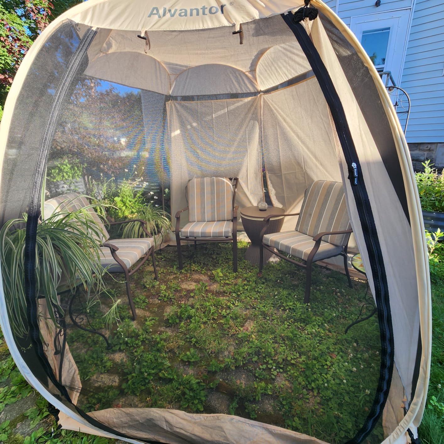 Alvantor Pop Up Screen House Tent, Instant Outdoor Gazebo with Mosquito Netting & UPF 50+ Sun Protection, Portable Canopy Shelter for Patio, Backyard, Camping (2-10 Person) customer photo 2