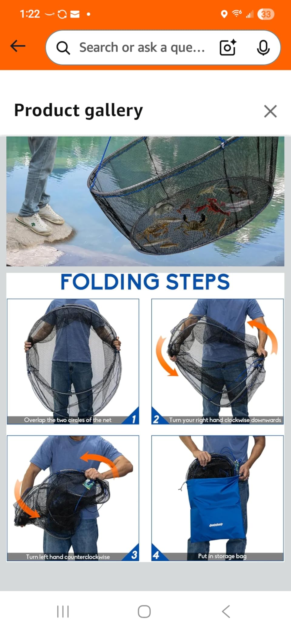 Foldable Fishing Net, Nylon Minnow Trap Crab Trap Crab Net, Drop Net for Pier Fishing, Drop Nets for Pulling Up Fish with Rope, Portable Bridge Fishing Nets for Minnows Crawfish Shrimp customer photo 1