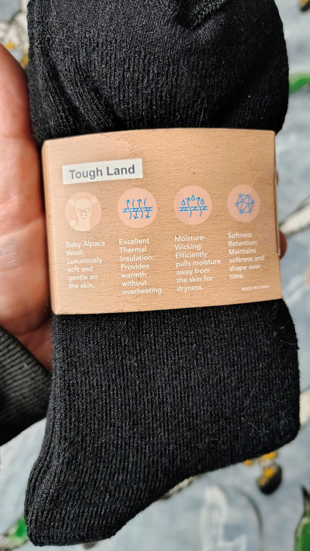 Tough Land Alpaca Wool Socks for Men and Women - Non-Itchy, Full Cushion Warm Crew Socks - for Cold Weather, Hiking customer photo 1