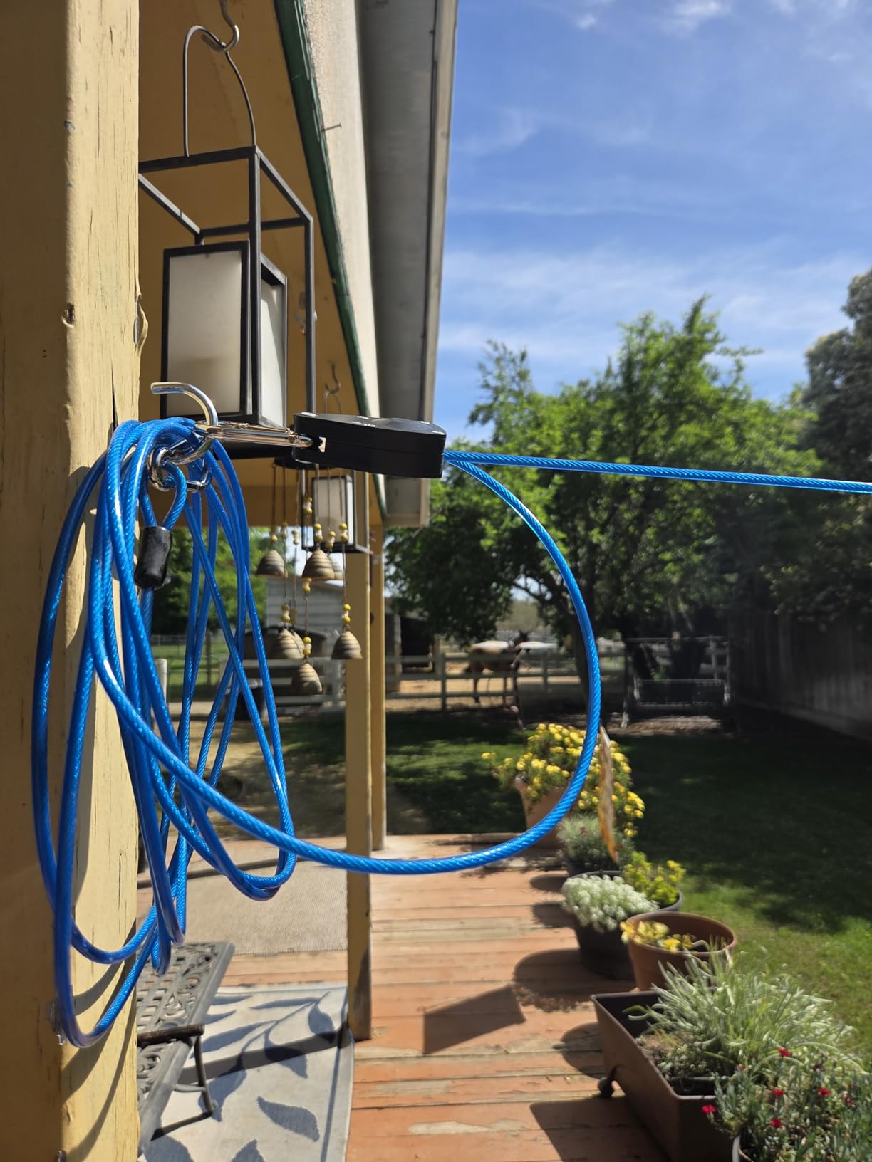 Clothes Line Outdoors 40ft Retractable with Hooks | 3/16