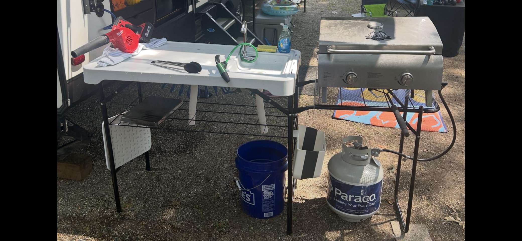 Dragosum Fish Cleaning Table, Portable Folding Camping Table with Folding Grill Extension Board, Fish Cleaning Station with Dual Sinks, Hose Hook Up customer photo 1