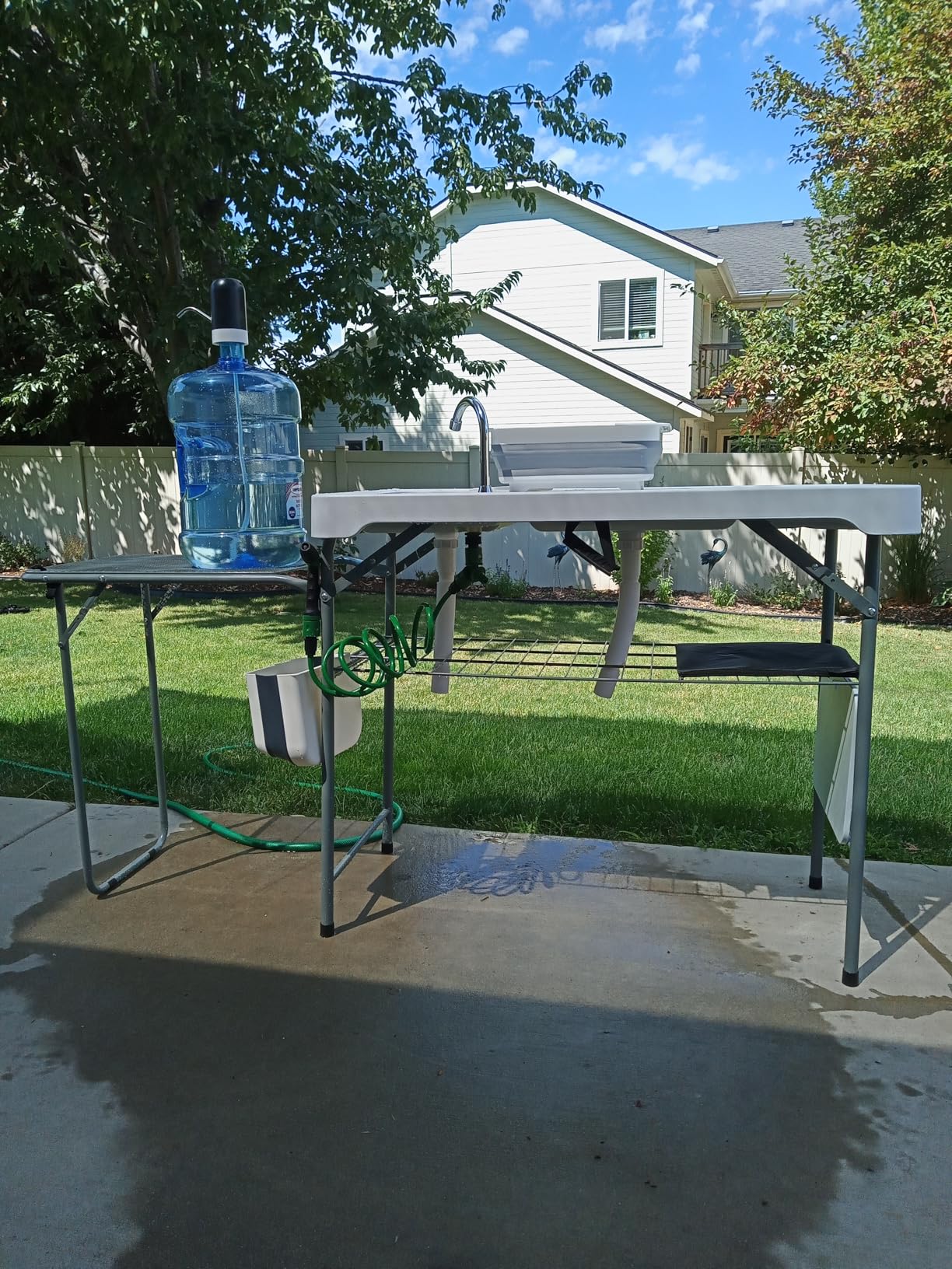 Dragosum Fish Cleaning Table, Portable Folding Camping Table with Folding Grill Extension Board, Fish Cleaning Station with Dual Sinks, Hose Hook Up customer photo 2