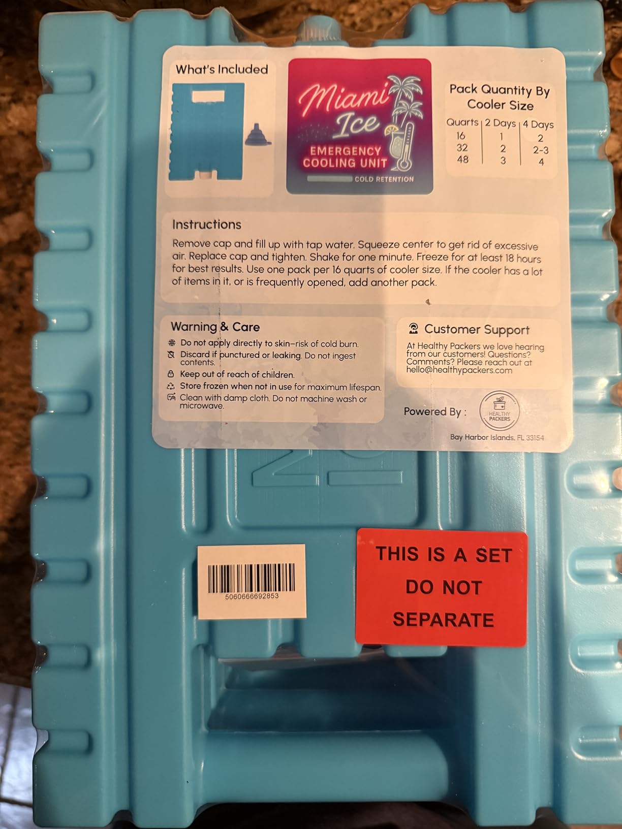 Miami Ice Reusable XL Cooler Ice Pack (12