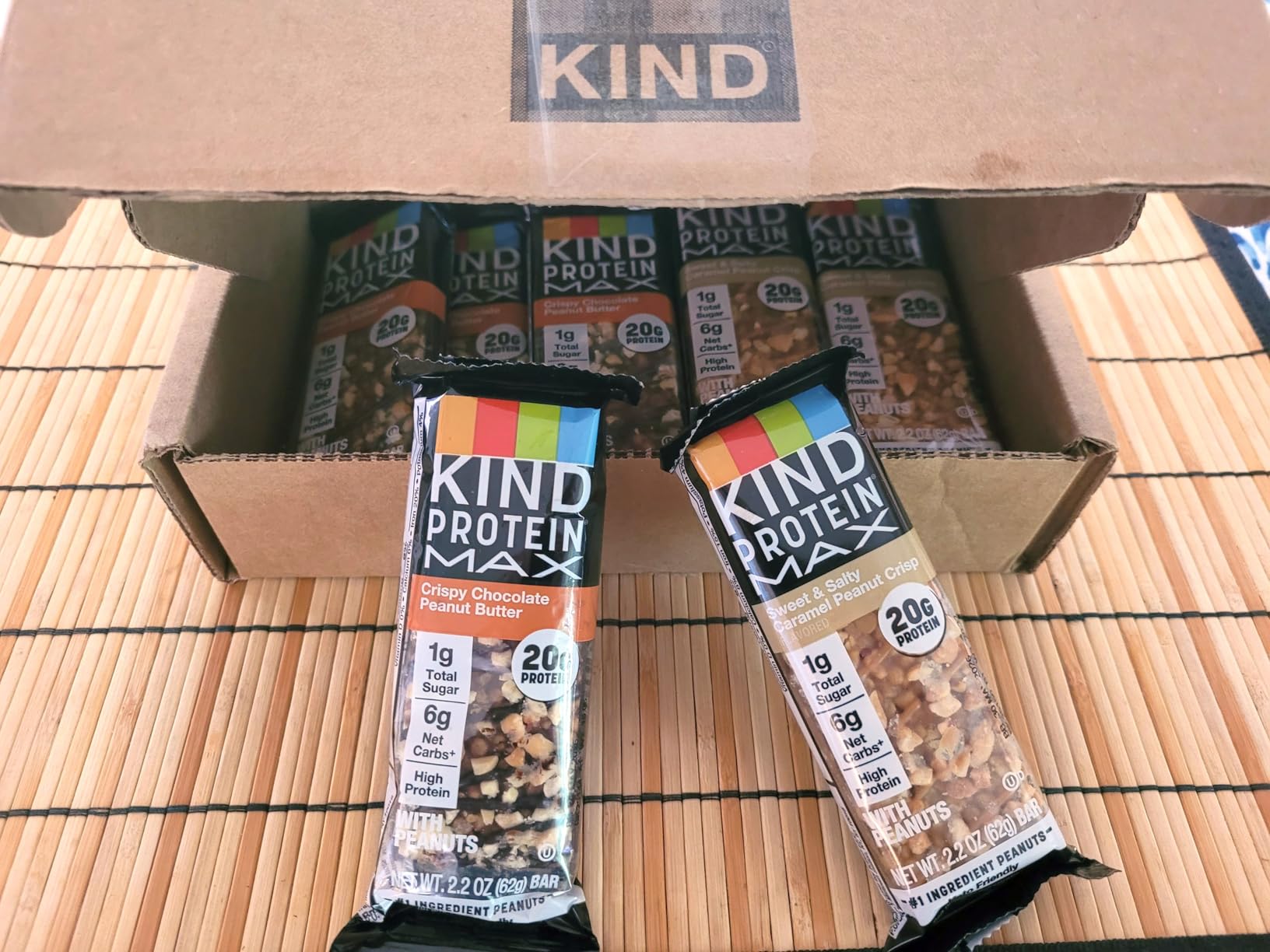 KIND Protein MAX Bars Variety Pack, Gluten Free, Low Sugar, High Fiber Snacks, Sweet & Salty Caramel Peanut Crisp, Crispy Chocolate Peanut Butter, 20g Protein, 12 Count customer photo 1