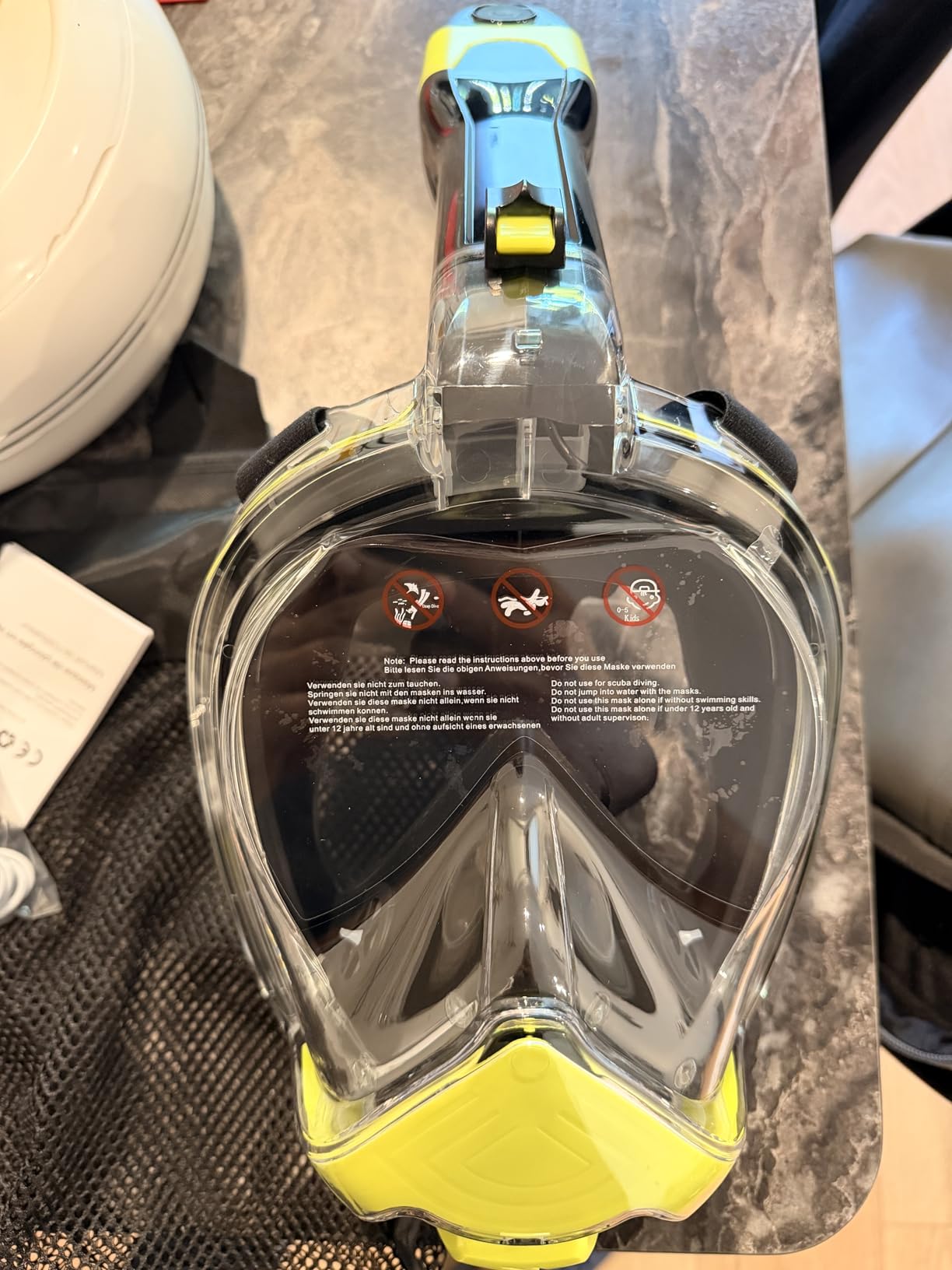Yosmer Electric Full Face Snorkel Mask for Adults, Fan-Assisted Snorkeling Mask with Dry Top System, 180 Degree Panoramic View, Anti-Fog Design, Foldable Travel Snorkel Gear customer photo 2