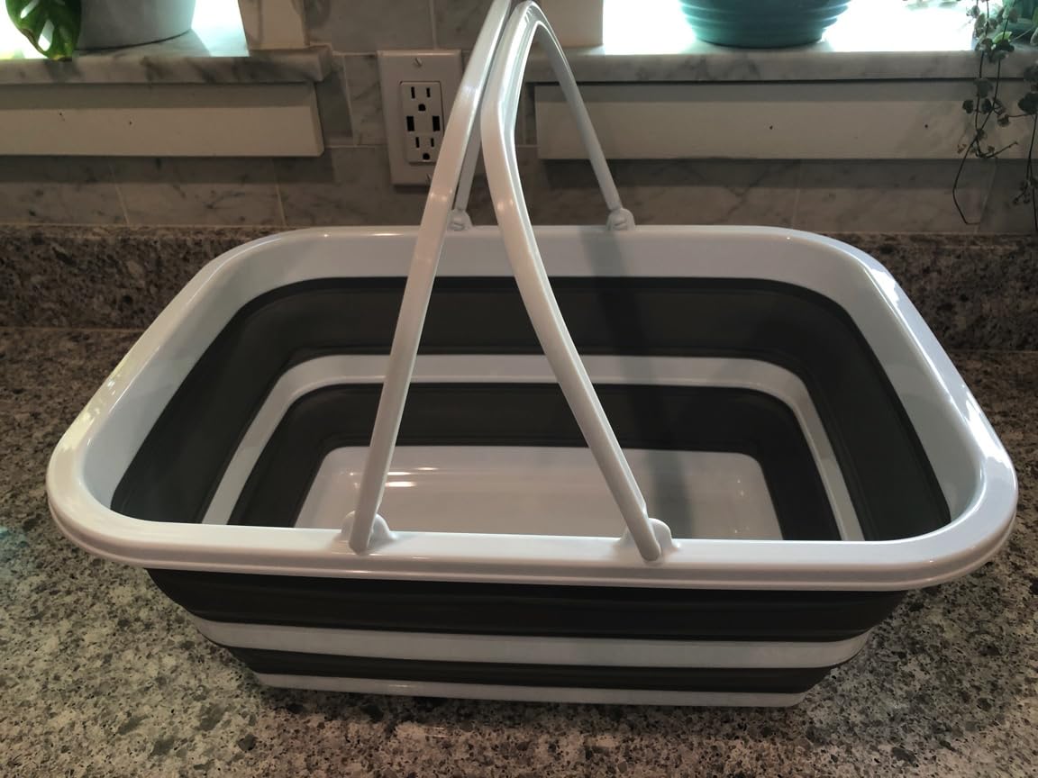 Monozuki Collapsible Sink 4.8Gal/18.1L, Heavy Duty Foldable Basin with Handles for Camping, Car Wash, Kitchen - Also Use as Storage Basket for Home, Garage, RV (Grey) customer photo 1