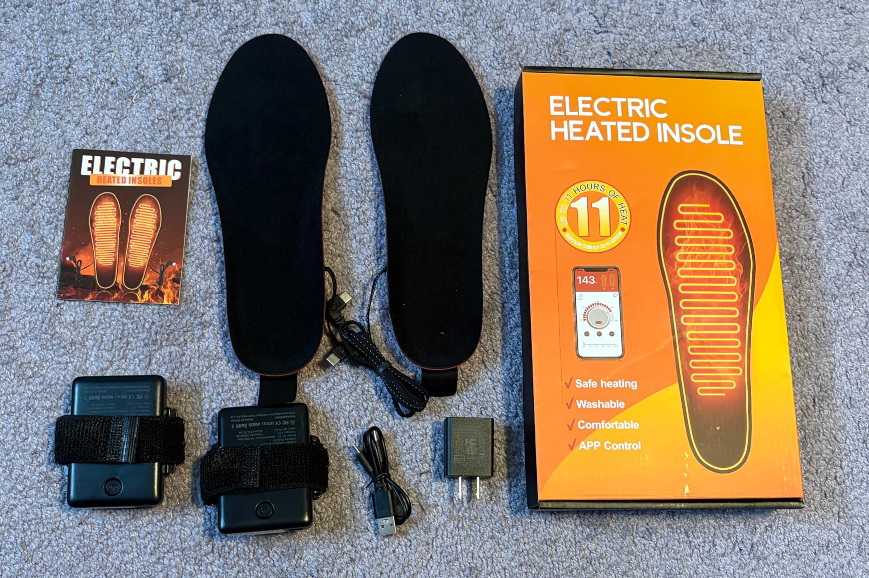 App-Controlled Heated Insoles for Men & Women, Rechargeable 5000mAh Battery, 4 Custom Heat Settings, Foot Warmers for Skiing, Hunting, Winter Work (L (8-12)) customer photo 1