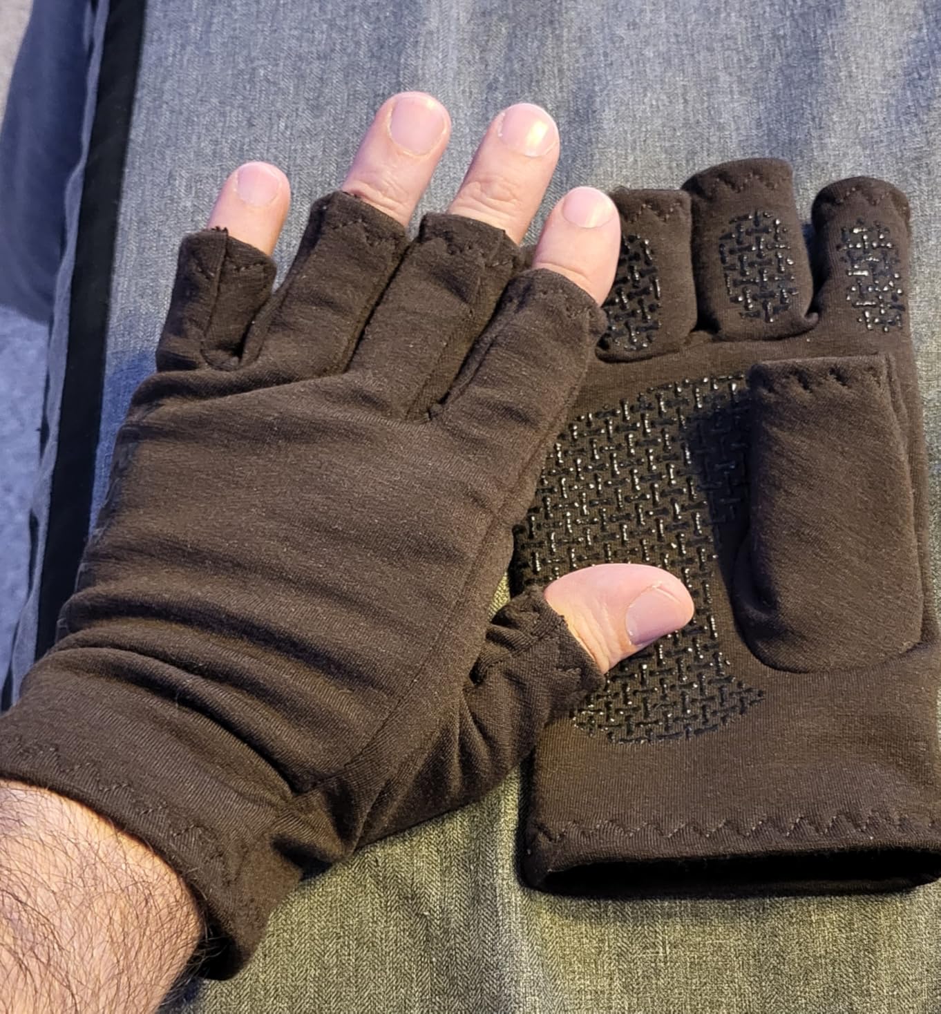 Rugged Wool Half Finger Glove | Merino Wool Fingerless Hunting Gloves for Men | Silicone Grip Palm for Shooting Dexterity customer photo 2