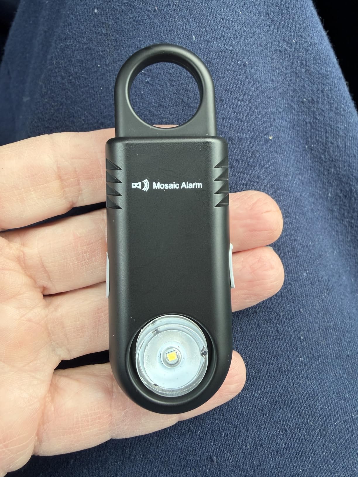135dB Rechargeable Personal Safety Alarm Built-in Ultra-Bright Flashlight. Non Slip Grip Keychain Emergency SOS Siren for Women, Students, Night Runner. Loud Sound Hiking Bear Alerts with Hook. Black customer photo 2