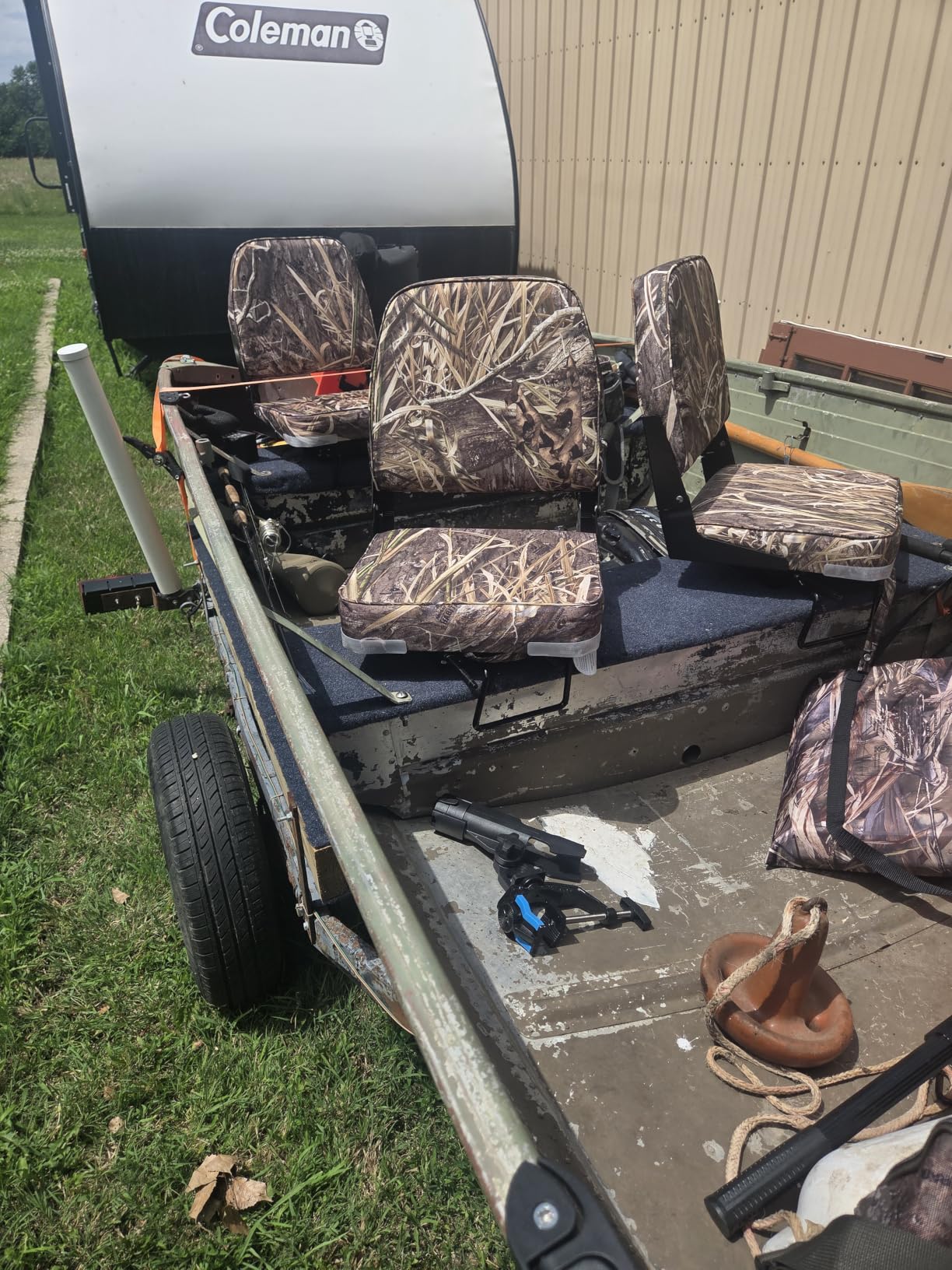ERGOSEAT Folding Boat Seats Padded Camo Fishing Boat Chair with Backrest Marine Bass Jon Boat Seat customer photo 1