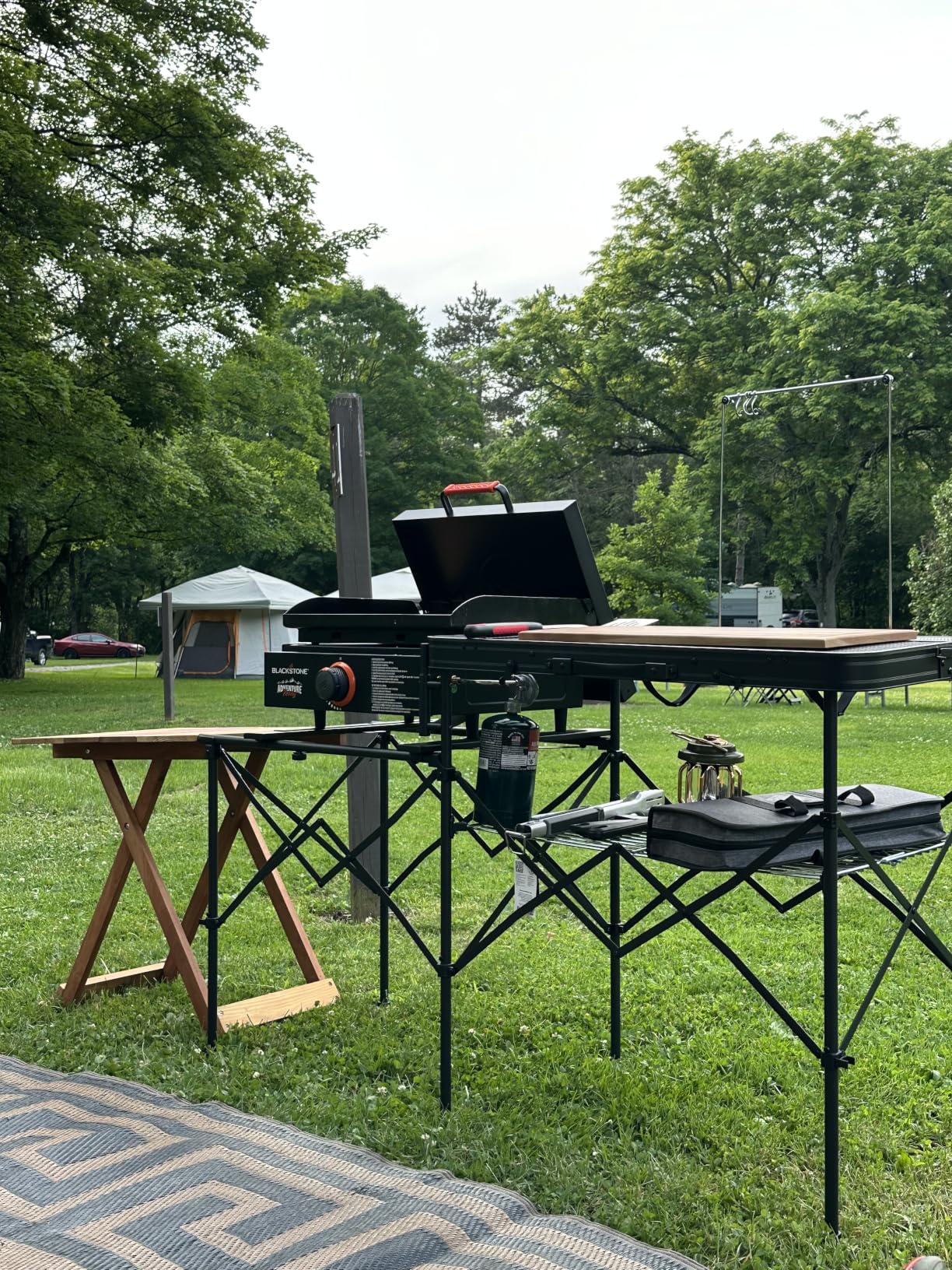 TIMBER RIDGE Portable Camping Kitchen Station, Folding Outdoor Grill Table | 110lbs Capacity Heat-Resistant Steel Mesh Top & Storage Shelves, Heavy Duty Picnic RV Tailgating BBQ Easy Setup customer photo 1