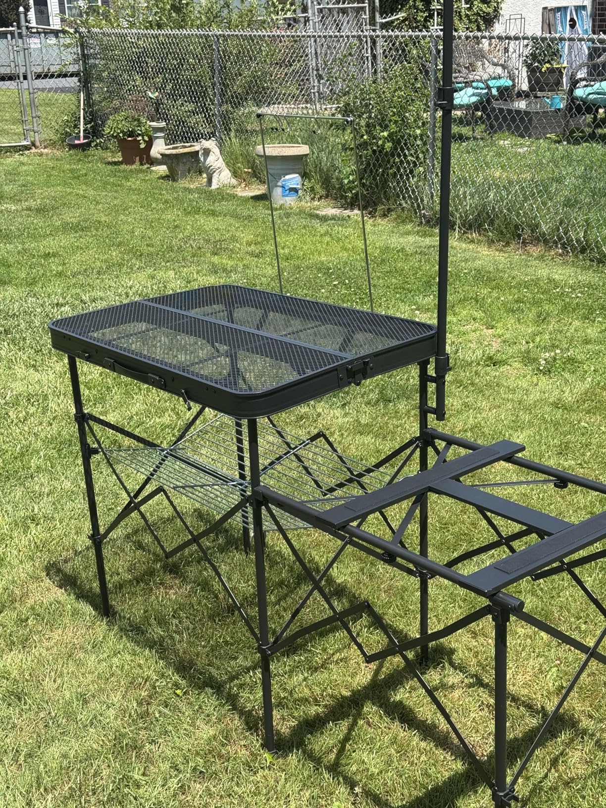 TIMBER RIDGE Portable Camping Kitchen Station, Folding Outdoor Grill Table | 110lbs Capacity Heat-Resistant Steel Mesh Top & Storage Shelves, Heavy Duty Picnic RV Tailgating BBQ Easy Setup customer photo 2