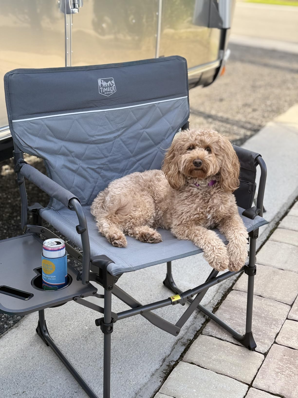 TIMBER RIDGE 400lbs Heavy Duty Camping Chair Portable Directors Chair, Folding Camp Chair with Side Table & Pocket Compact Size for Outdoor, Lawn, Sports and Fishing, Black customer photo 1