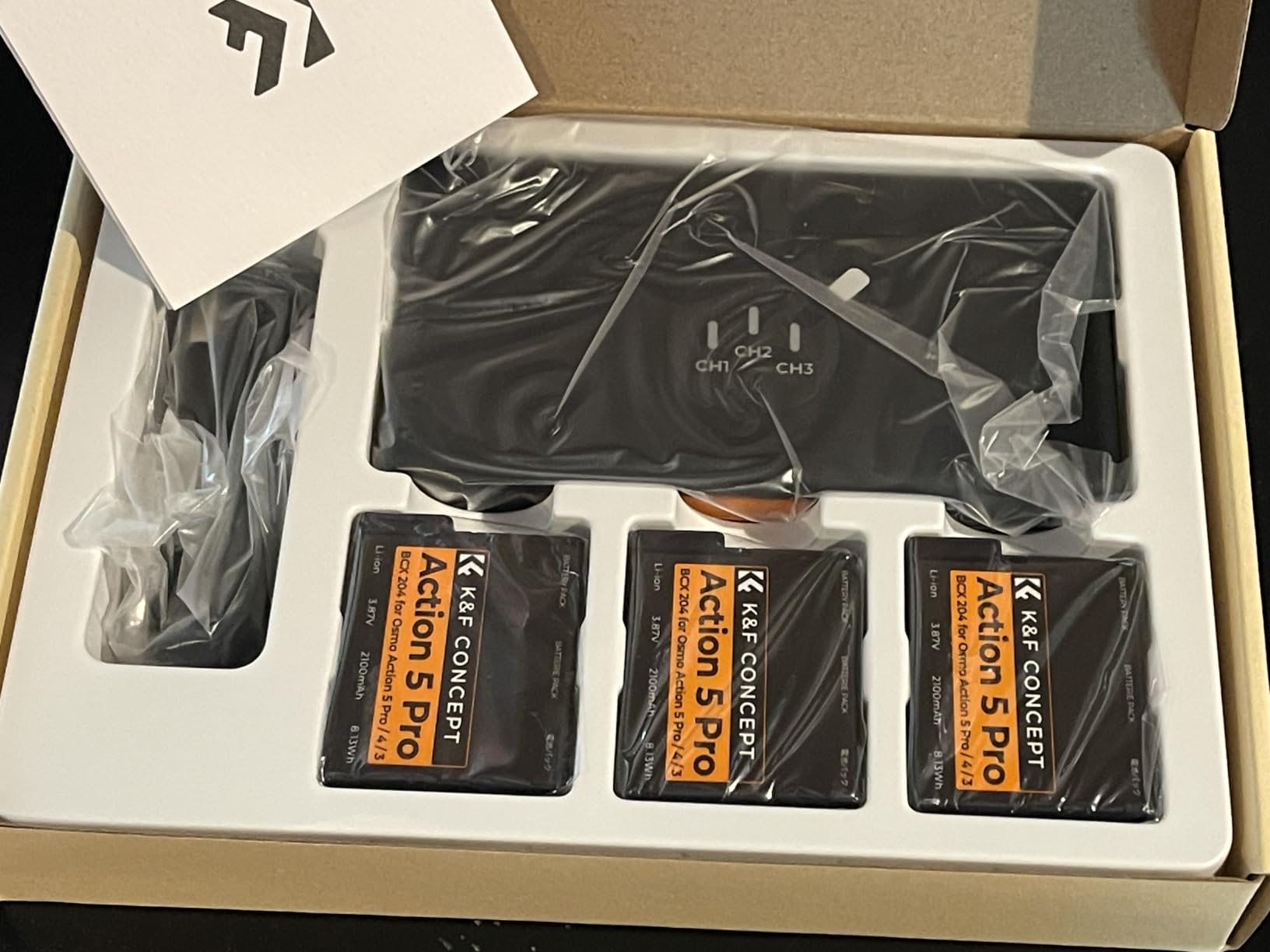 K&F Concept 3-Pack 2100mAh Batteries & Charger for OSMO Action 6/5/4/3 customer photo 2